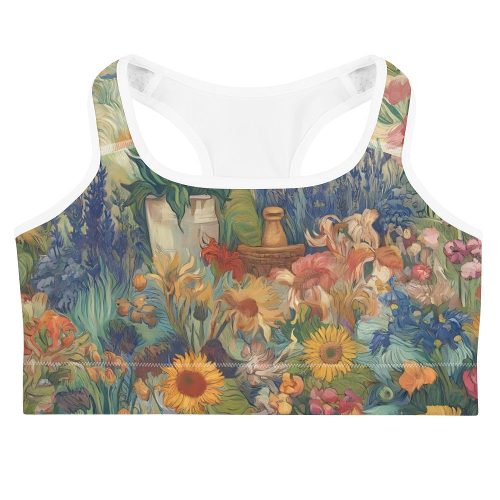 Vincent van Gogh 'Garden at Arles' Famous Painting Sports Bra | Premium Art Sports Bra