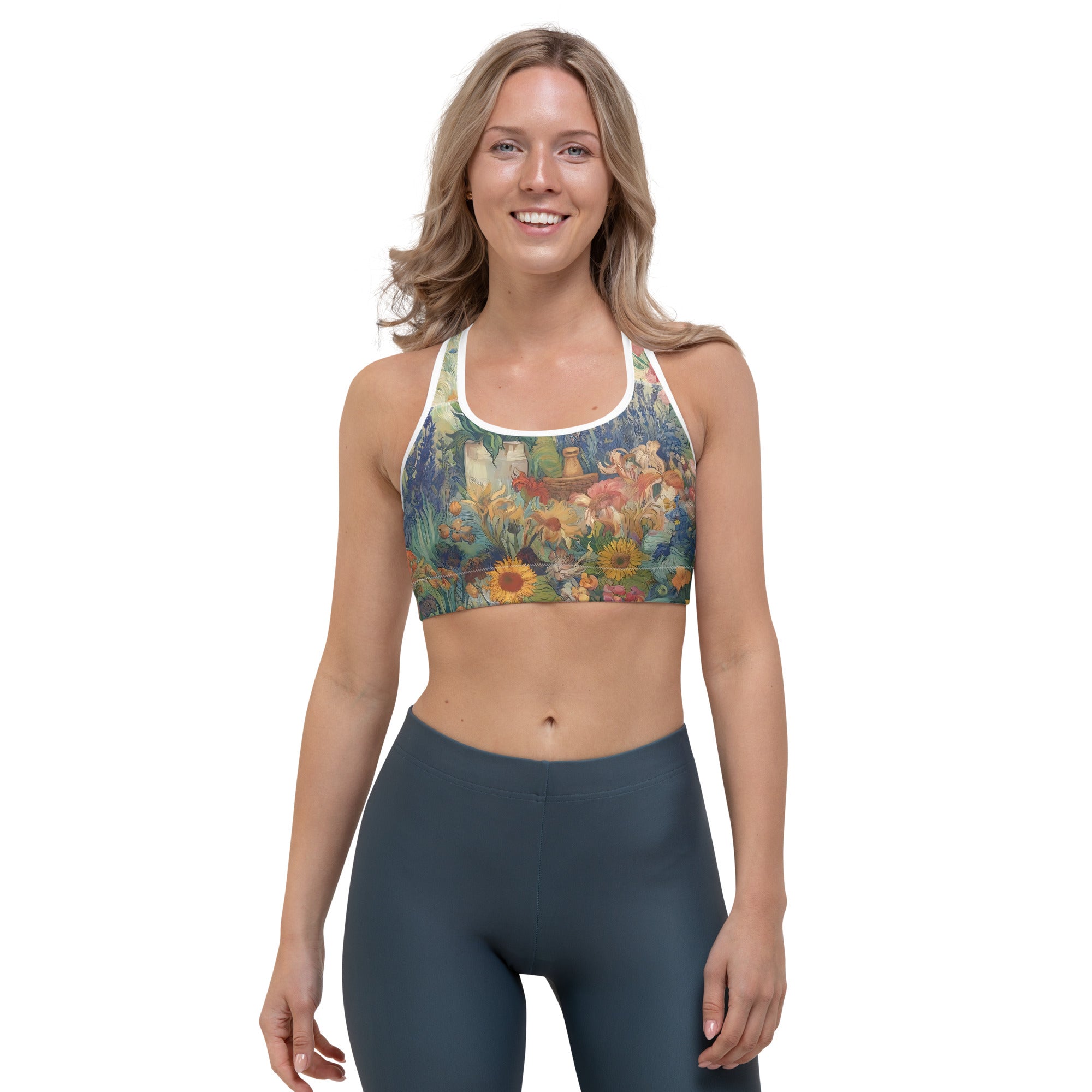 Vincent van Gogh 'Garden at Arles' Famous Painting Sports Bra | Premium Art Sports Bra