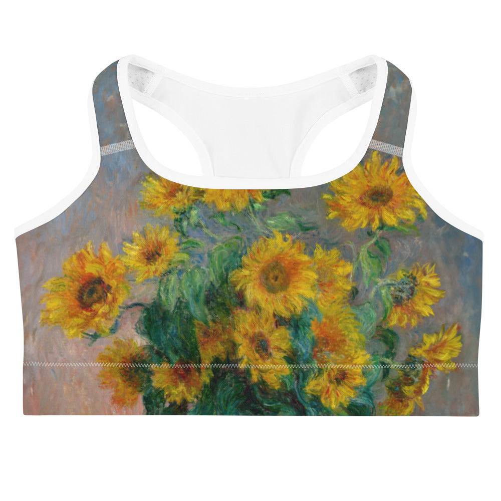 Claude Monet 'Bouquet of Sunflowers' Famous Painting Sports Bra | Premium Art Sports Bra