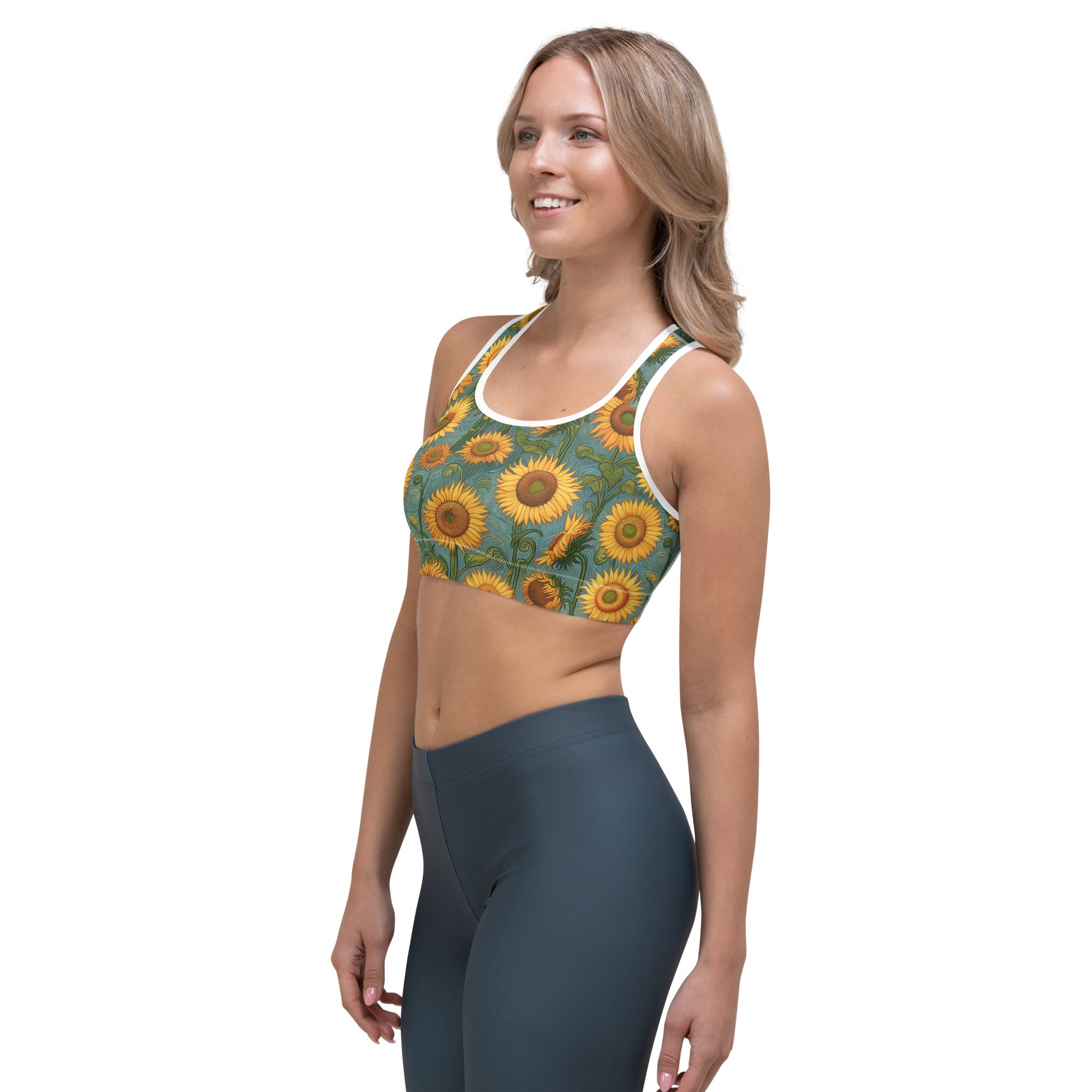 Vincent van Gogh 'Sunflowers' Famous Painting Sports Bra | Premium Art Sports Bra