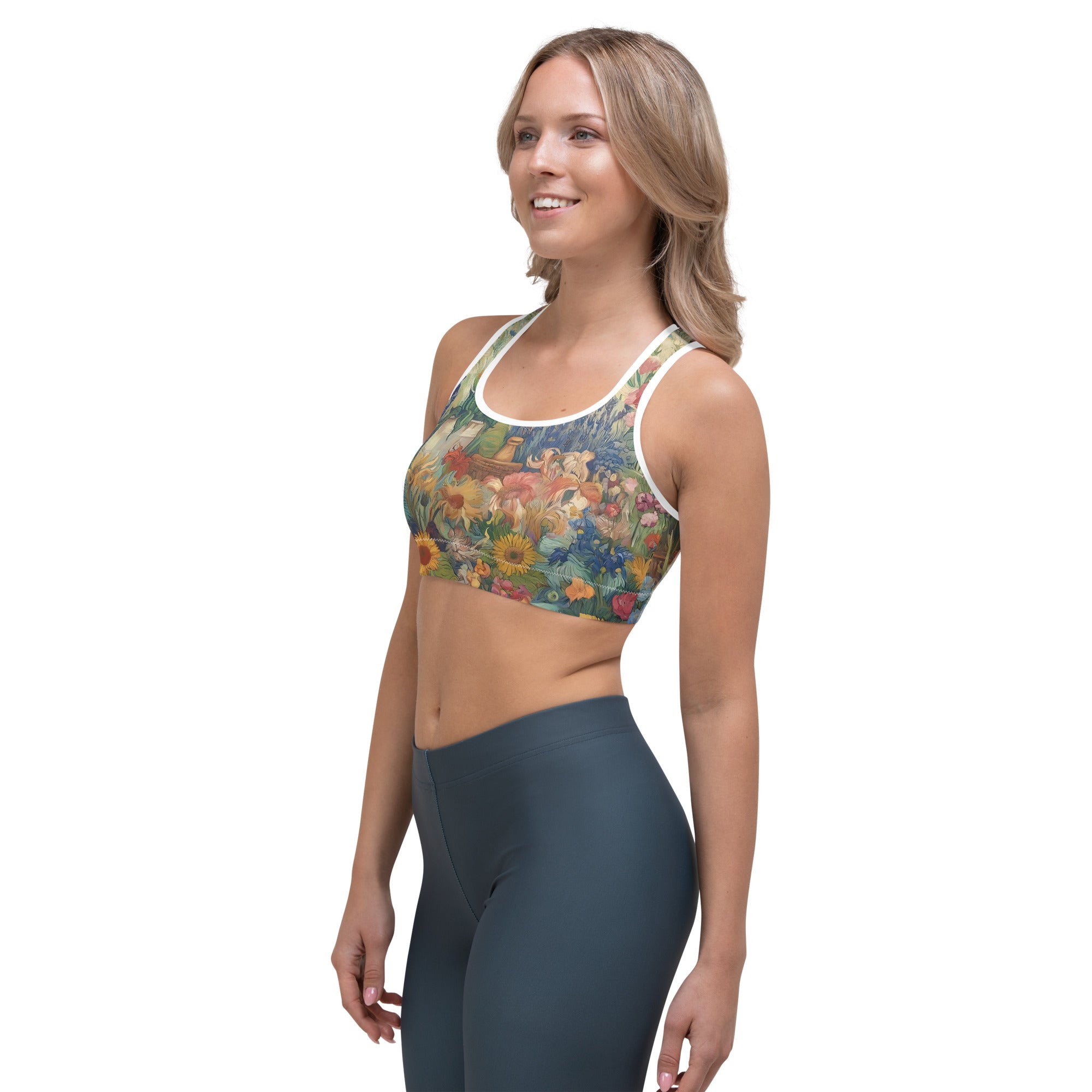 Vincent van Gogh 'Garden at Arles' Famous Painting Sports Bra | Premium Art Sports Bra