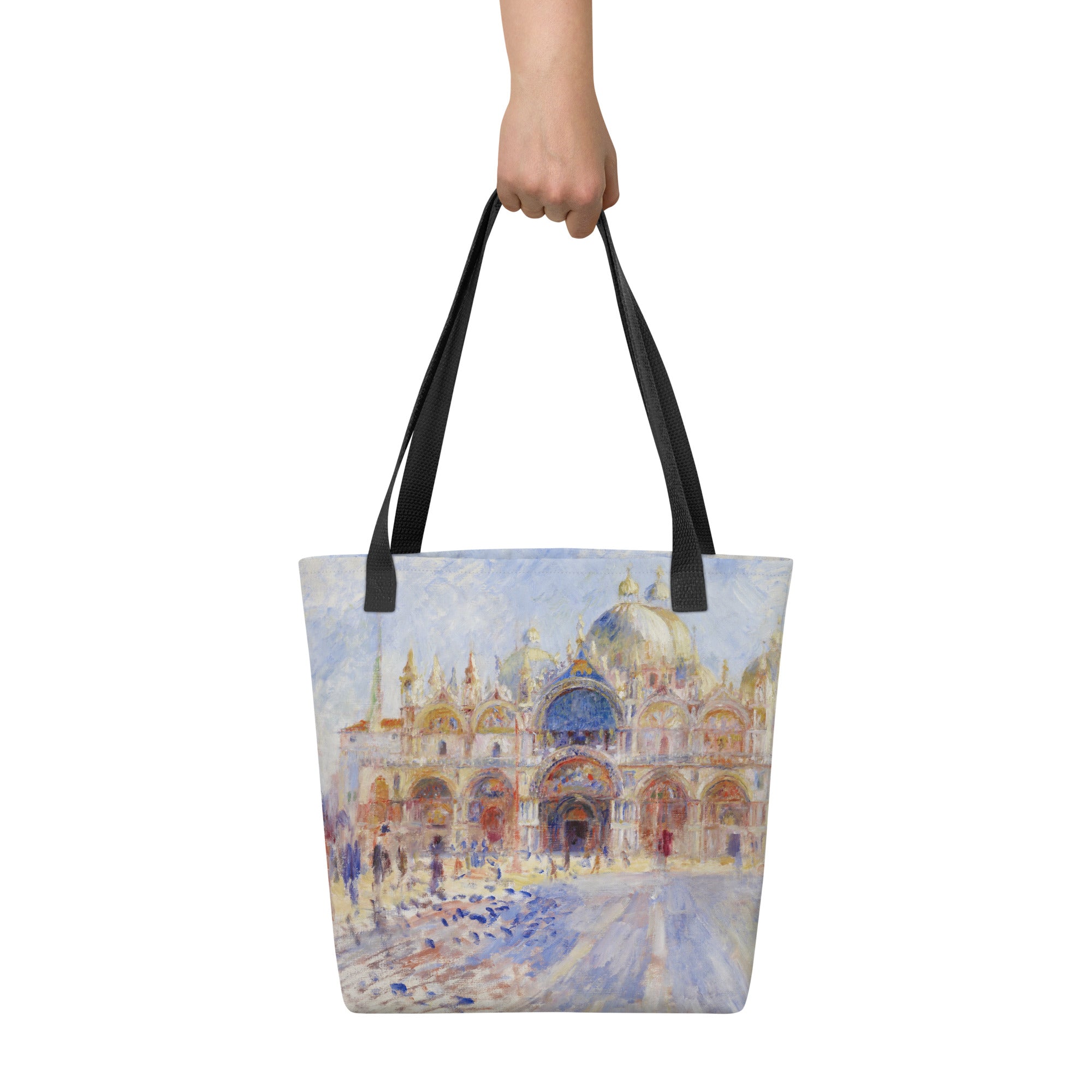 Tragetasche mit berühmtem Gemälde „Der Markusplatz, Venedig“ von Pierre-Auguste Renoir | Tragetasche mit Allover-Kunstdruck