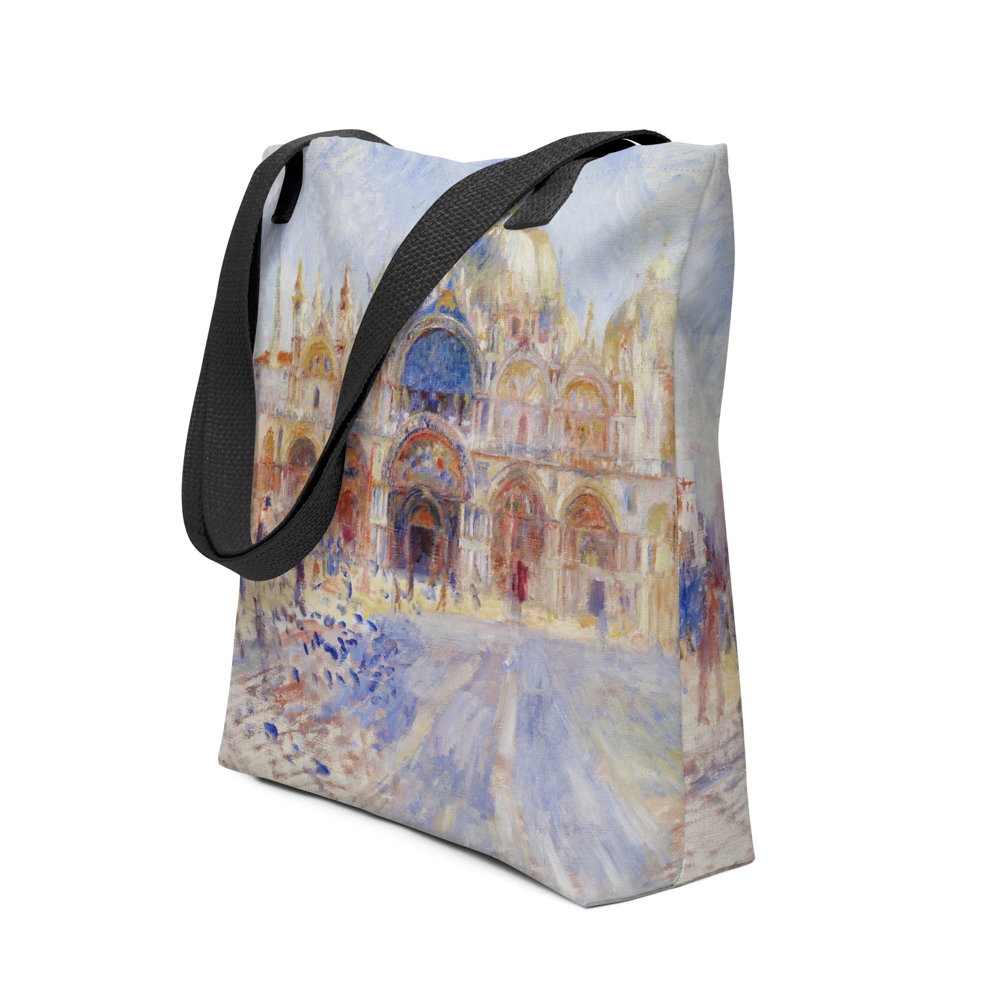 Tragetasche mit berühmtem Gemälde „Der Markusplatz, Venedig“ von Pierre-Auguste Renoir | Tragetasche mit Allover-Kunstdruck