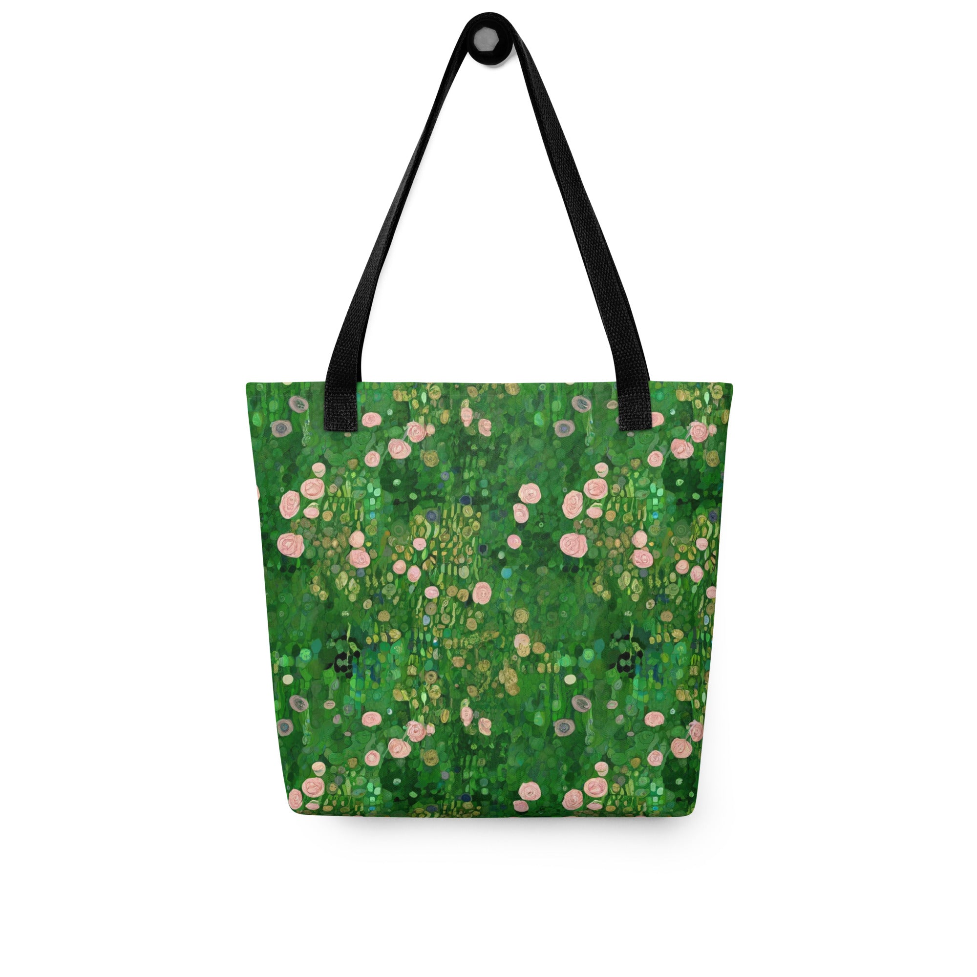 Gustav Klimt 'Rosebushes under the Trees' Famous Painting Totebag | Allover Print Art Tote Bag