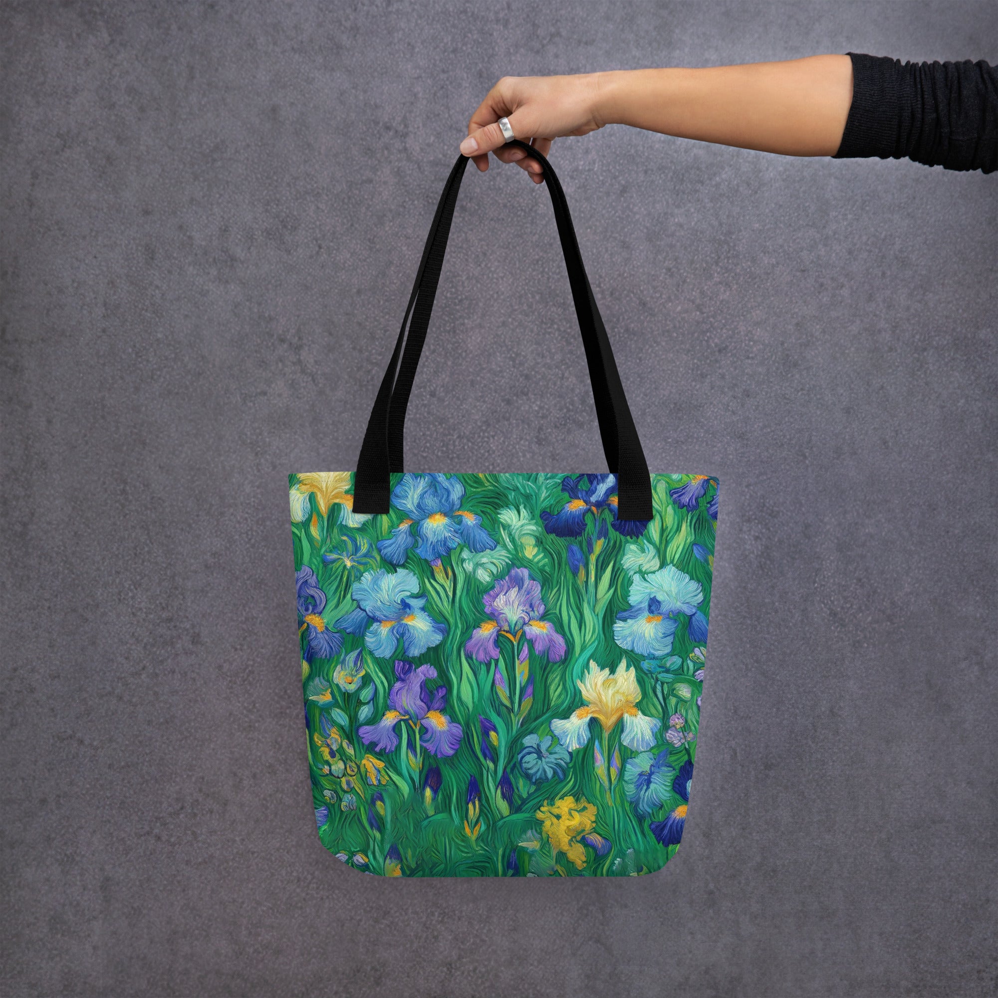 Vincent van Gogh 'Irises' Famous Painting Totebag | Allover Print Art Tote Bag