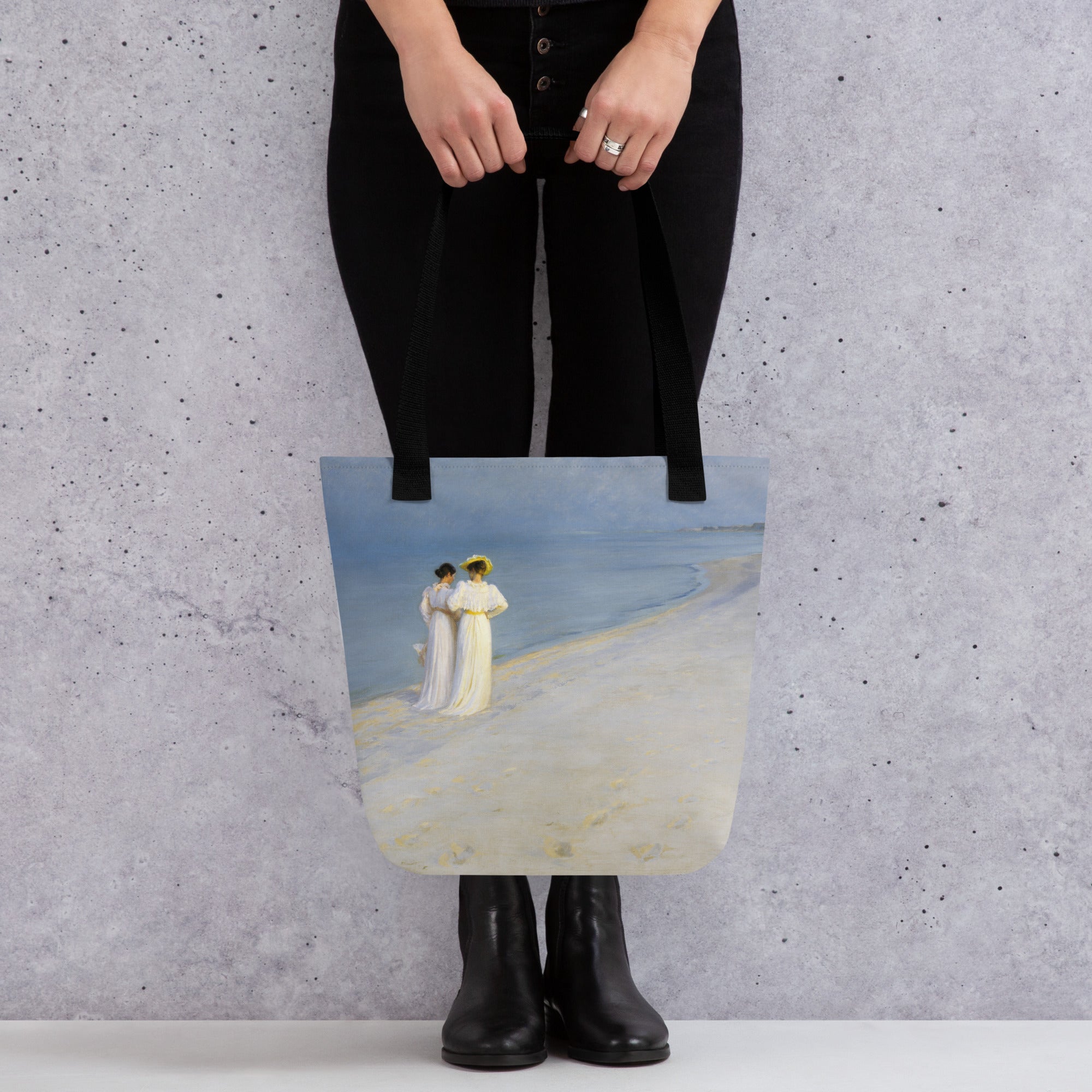 P.S. Krøyer 'Summer Evening on Skagen's Southern Beach' Famous Painting Totebag | Allover Print Art Tote Bag