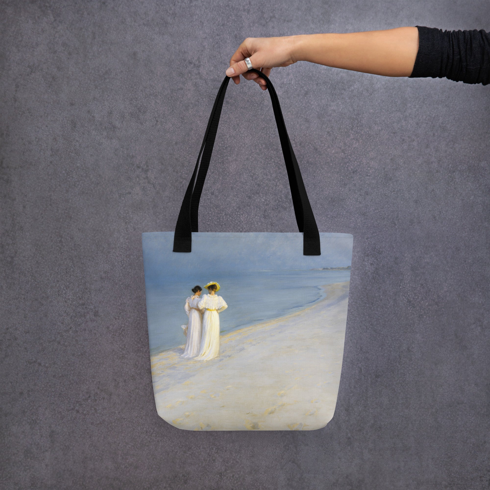 P.S. Krøyer 'Summer Evening on Skagen's Southern Beach' Famous Painting Totebag | Allover Print Art Tote Bag