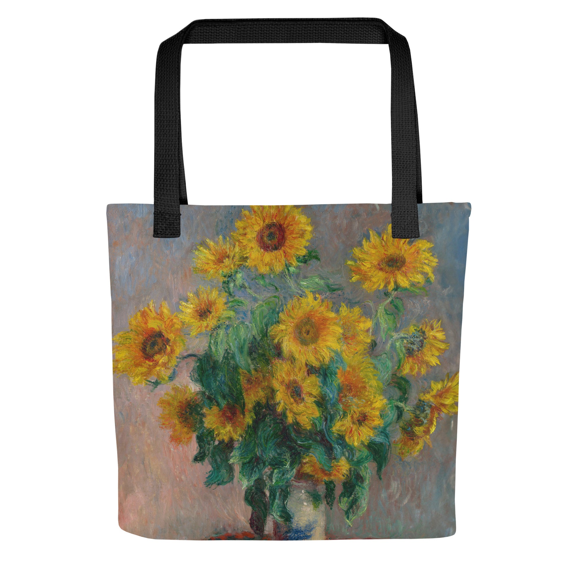 Claude Monet 'Bouquet of Sunflowers' Famous Painting Totebag | Allover Print Art Tote Bag
