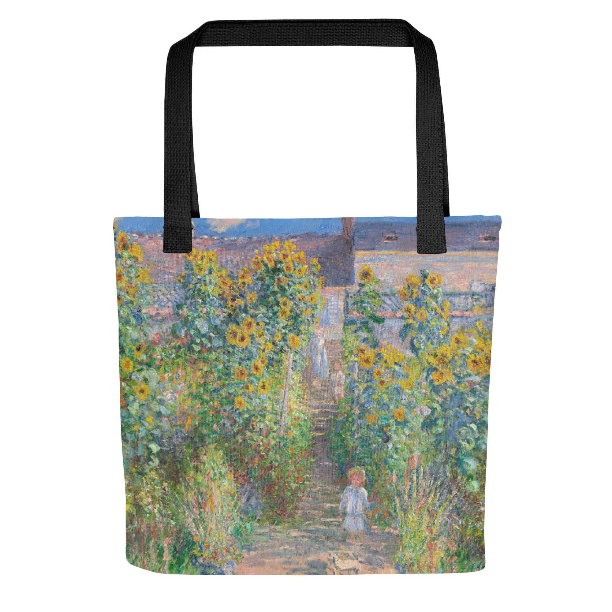 Claude Monet „Der Garten des Künstlers in Vétheuil“ – berühmtes Gemälde – Tragetasche – Allover-Print-Kunst-Tragetasche