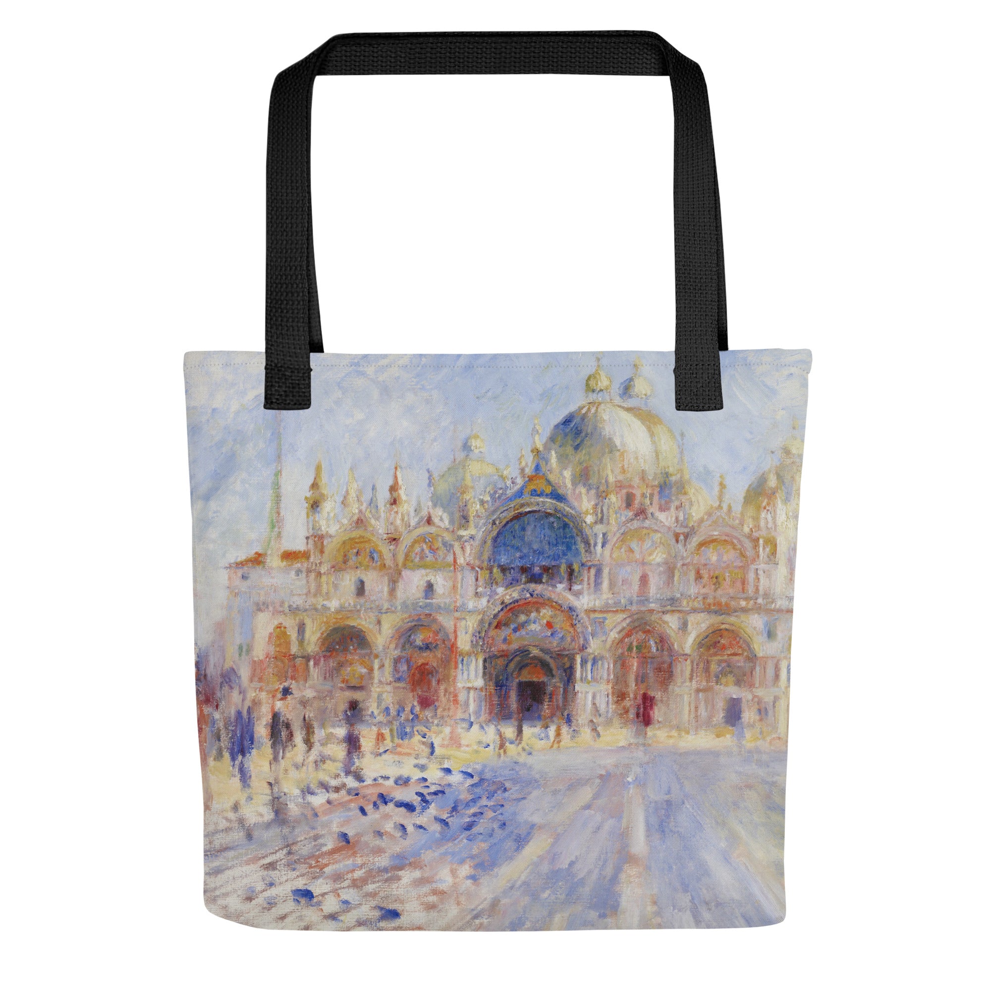 Tragetasche mit berühmtem Gemälde „Der Markusplatz, Venedig“ von Pierre-Auguste Renoir | Tragetasche mit Allover-Kunstdruck