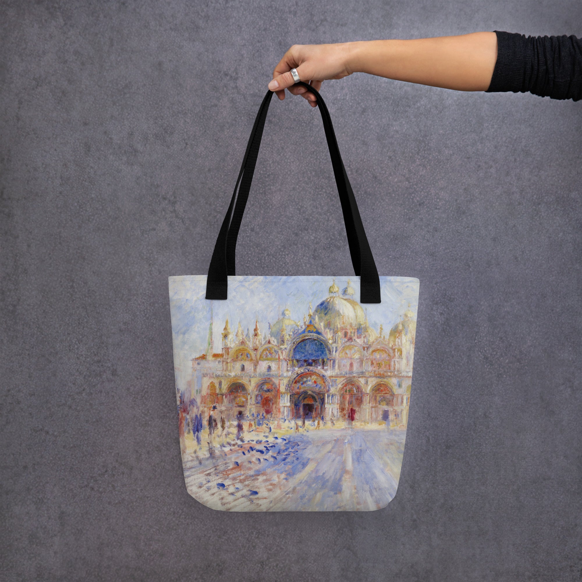 Pierre-Auguste Renoir 'The Piazza San Marco, Venice' Famous Painting Totebag | Allover Print Art Tote Bag