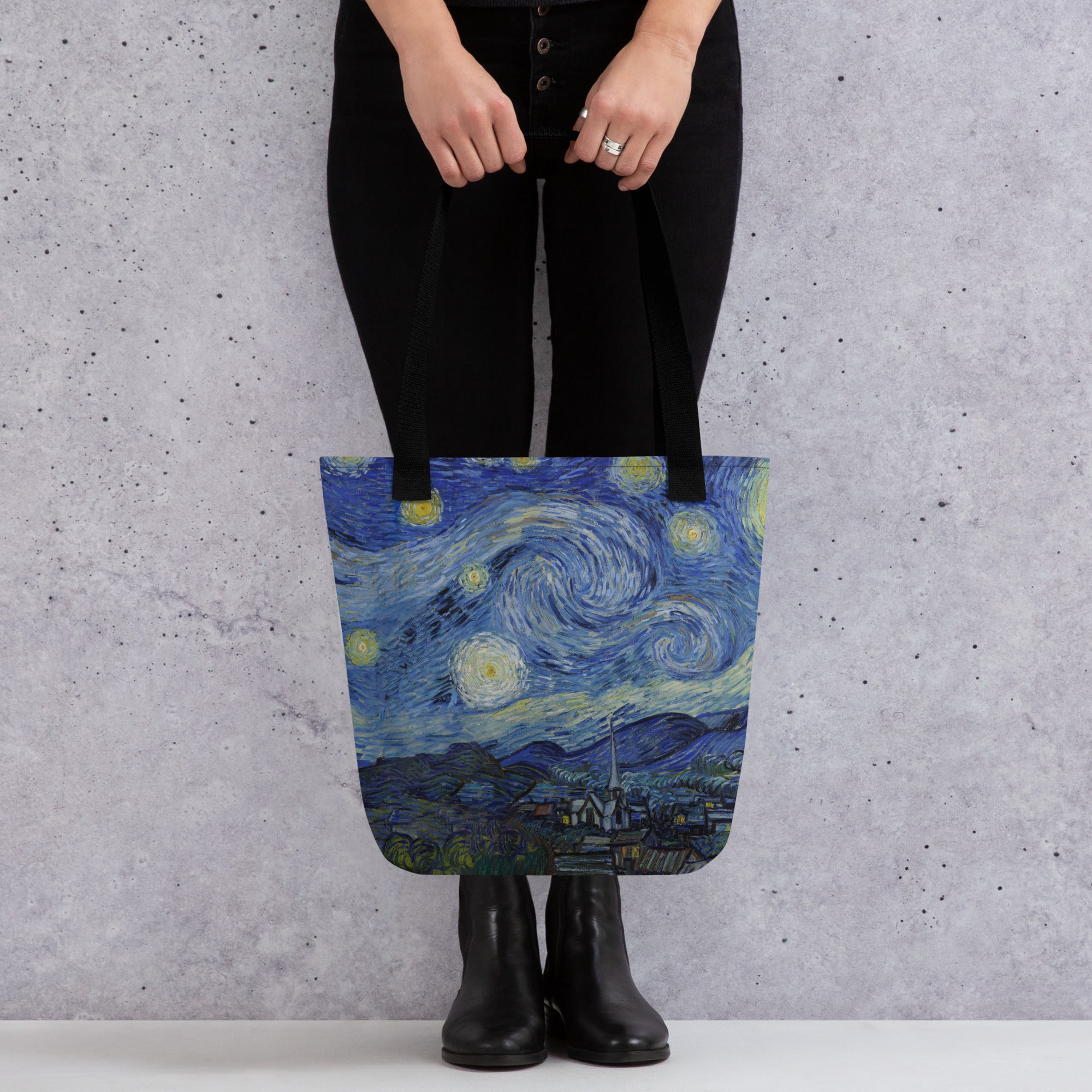 Vincent van Gogh 'Starry Night' Famous Painting Totebag | Allover Print Art Tote Bag