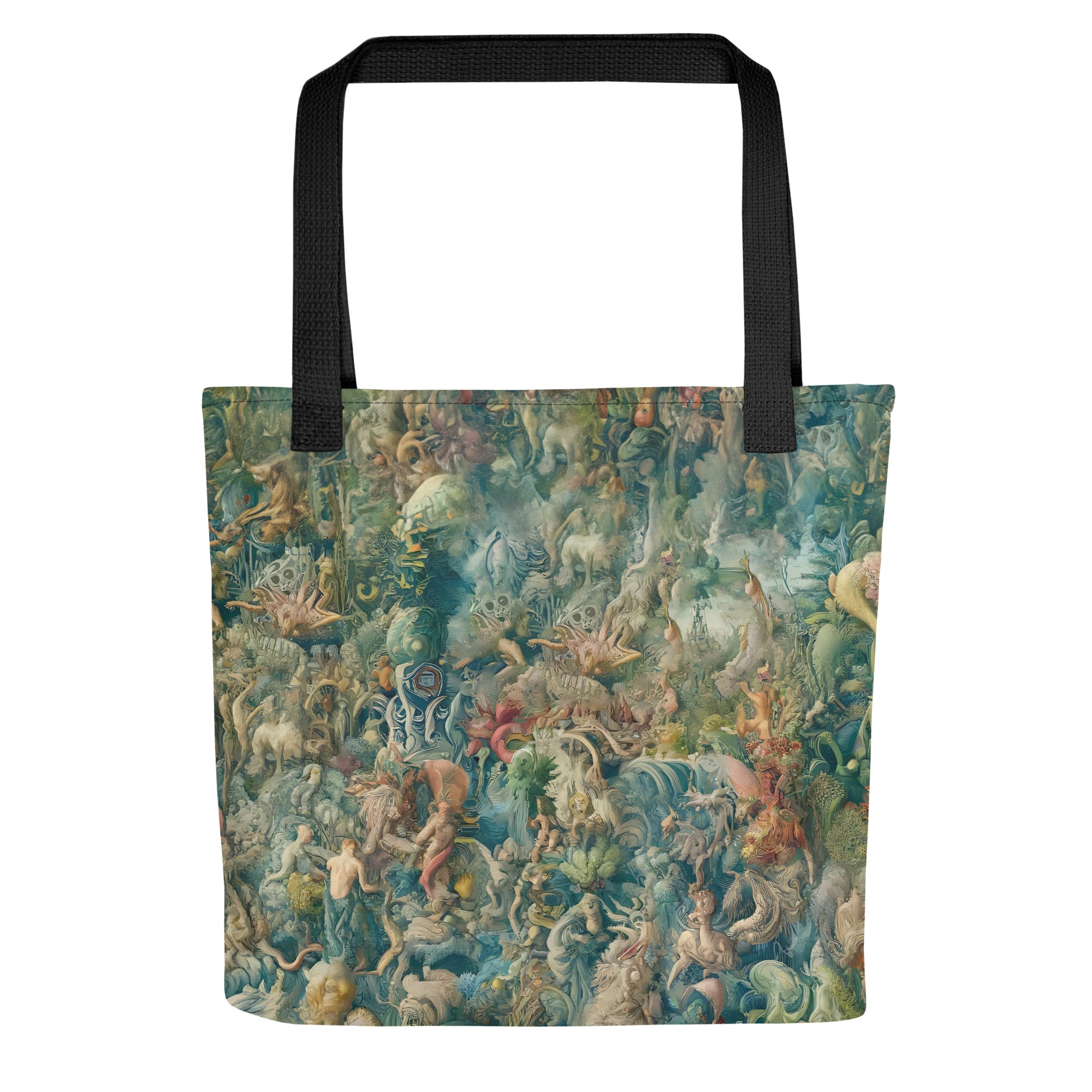 Tragetasche mit berühmtem Gemälde „Der Garten der Lüste“ von Hieronymus Bosch | Tragetasche mit Allover-Print
