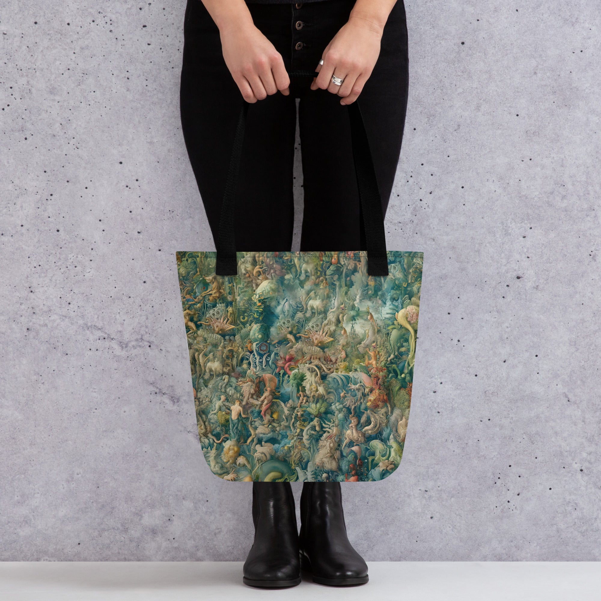 Hieronymus Bosch 'The Garden of Earthly Delights' Famous Painting Totebag | Allover Print Art Tote Bag