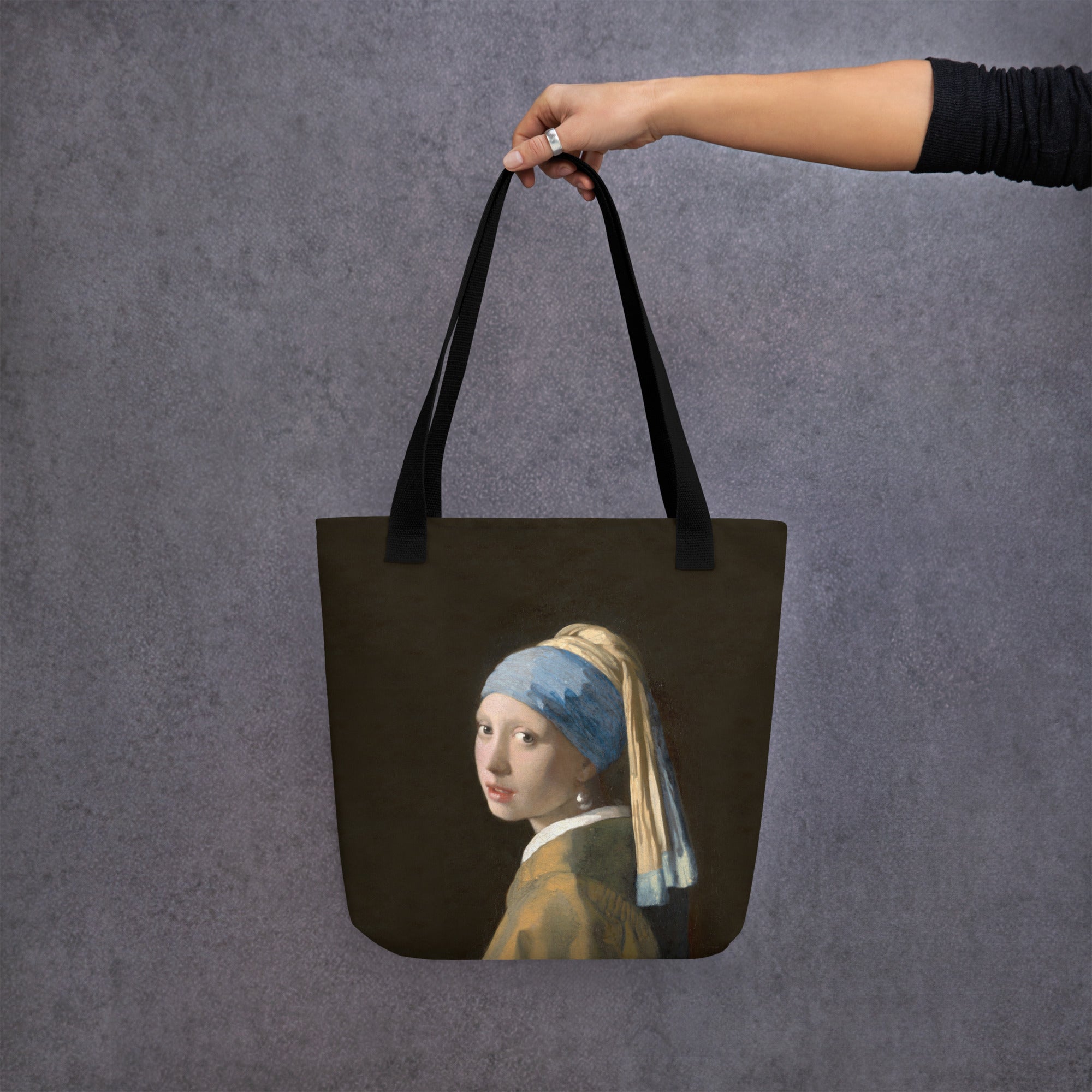 Johannes Vermeer „Mädchen mit dem Perlenohrring“ – berühmtes Gemälde – Tragetasche | Allover-Print-Kunst-Tragetasche