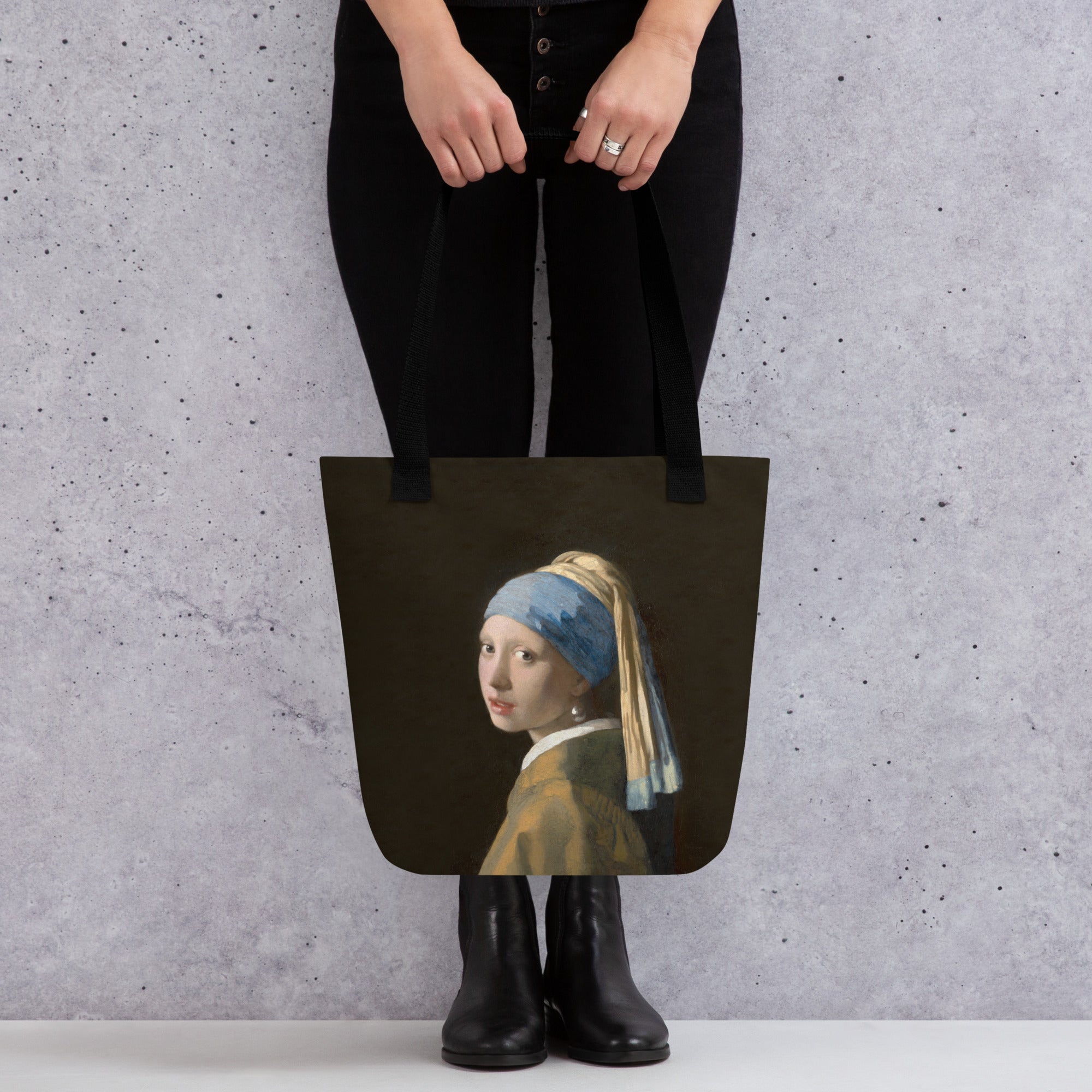 Johannes Vermeer „Mädchen mit dem Perlenohrring“ – berühmtes Gemälde – Tragetasche | Allover-Print-Kunst-Tragetasche