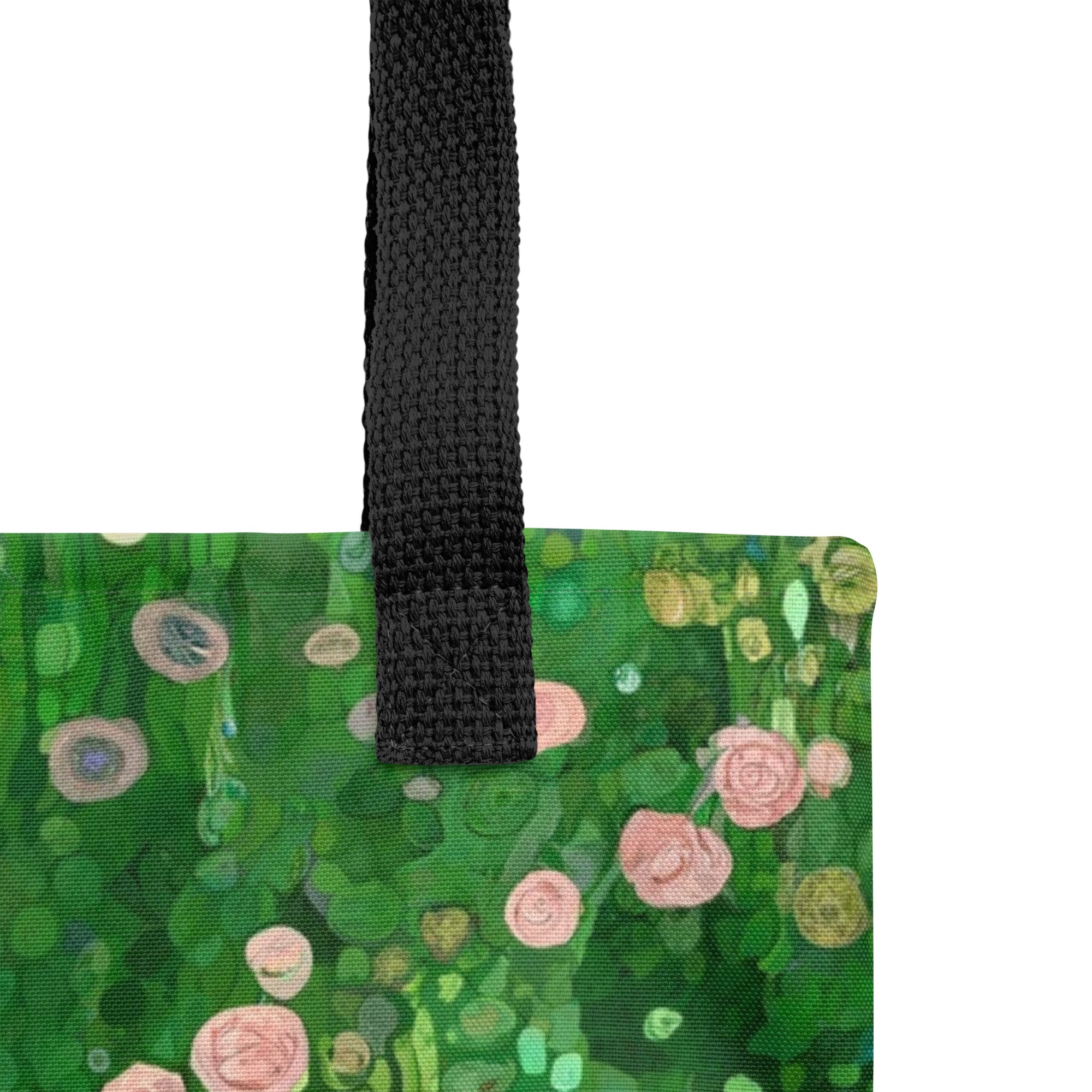 Gustav Klimt 'Rosebushes under the Trees' Famous Painting Totebag | Allover Print Art Tote Bag