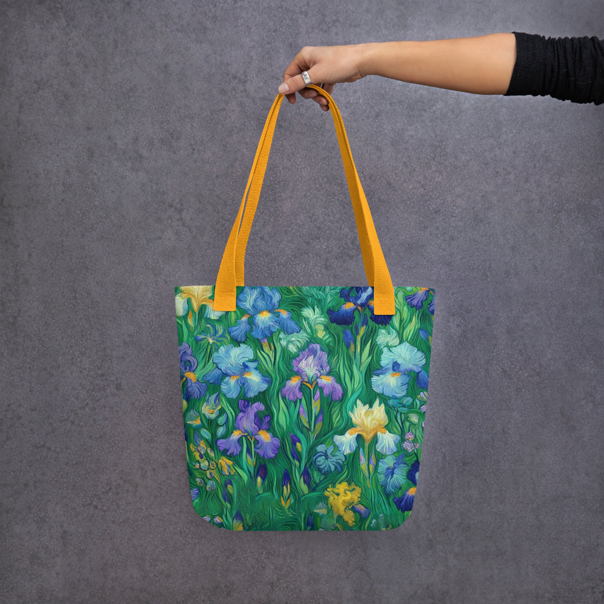 Vincent van Gogh 'Irises' Famous Painting Totebag | Allover Print Art Tote Bag