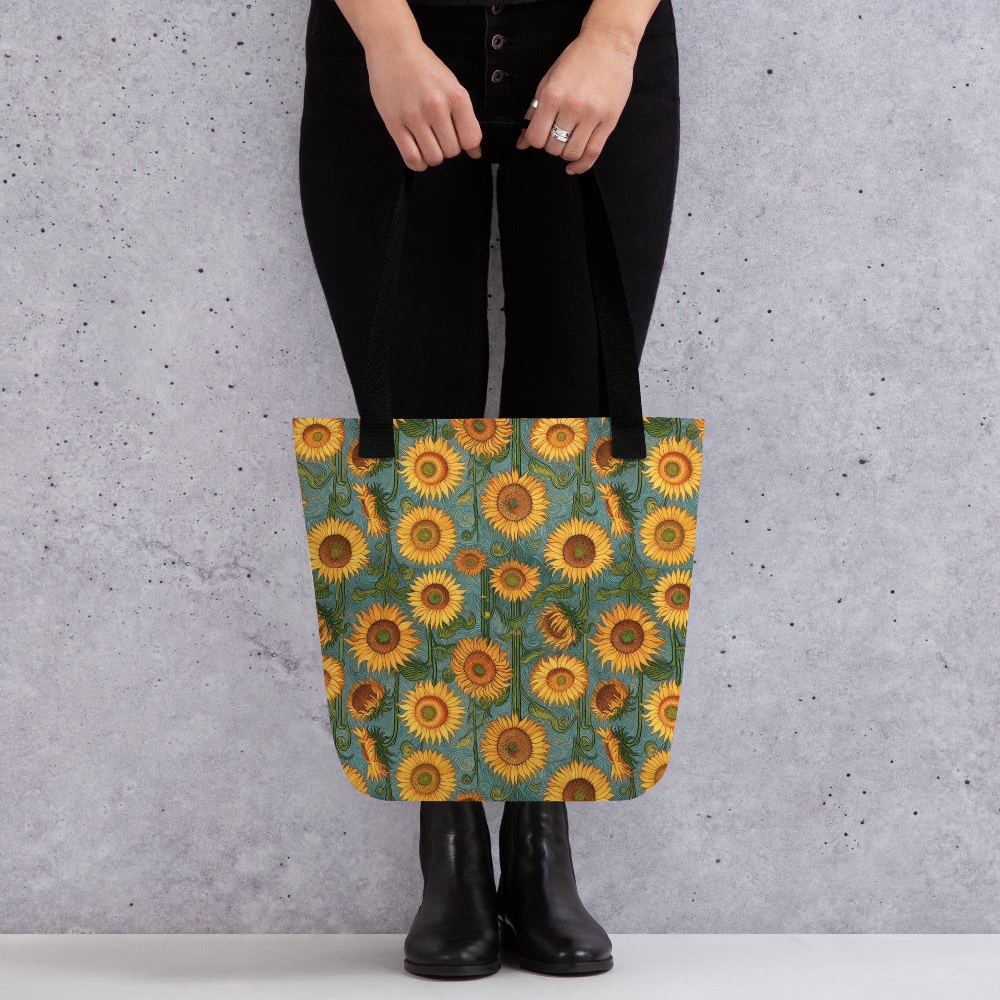 Einkaufstasche „Sonnenblumen“ von Vincent van Gogh, berühmtes Gemälde, Allover-Kunstdruck