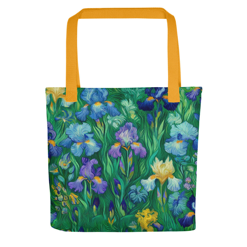 Vincent van Gogh 'Irises' Famous Painting Totebag | Allover Print Art Tote Bag