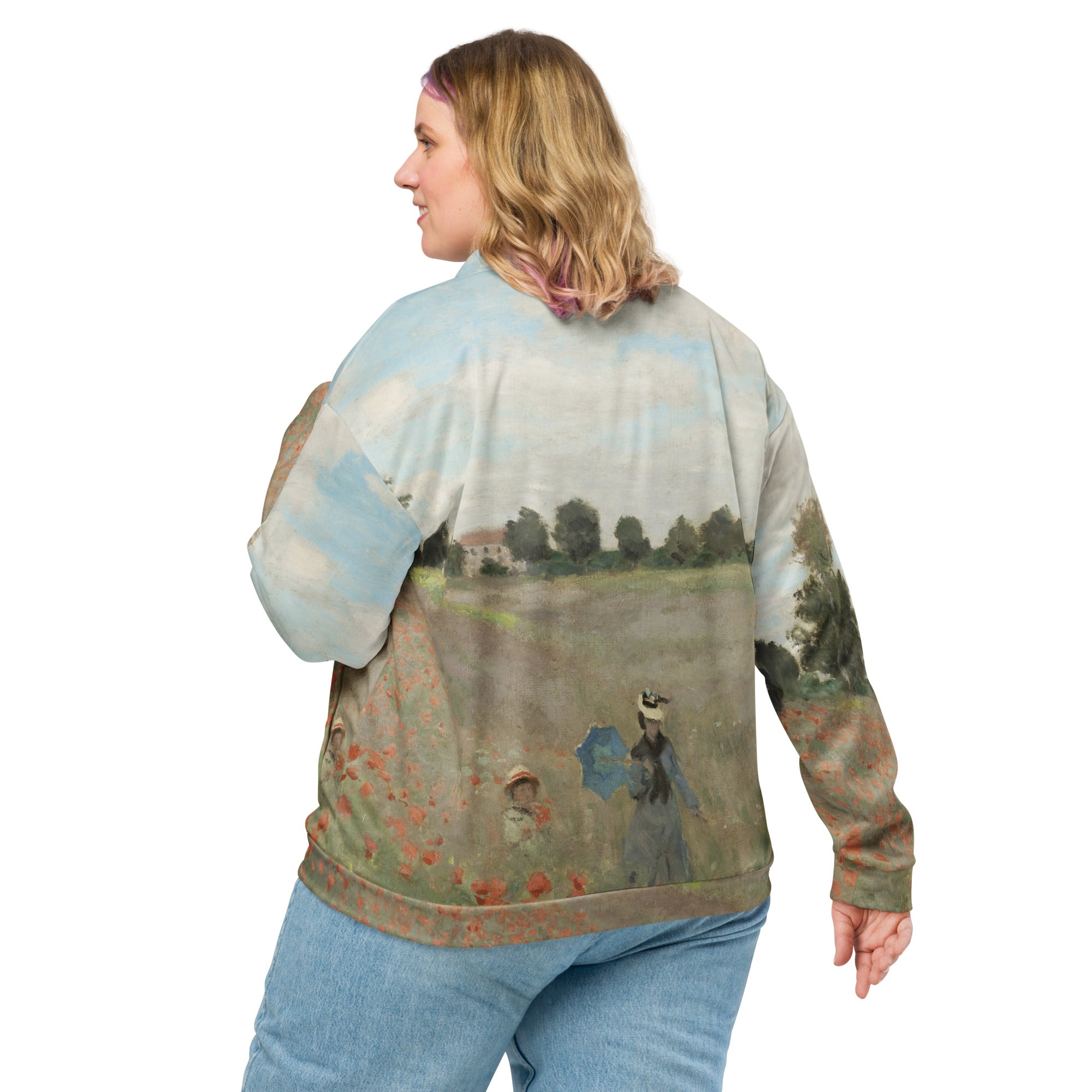 Bomberjacke mit berühmtem Gemälde „Mohnblumen“ von Claude Monet | Bomberjacke mit Allover-Print, Unisex