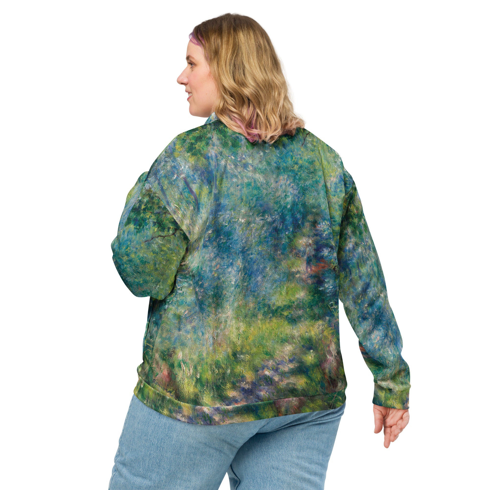 Bomberjacke mit berühmtem Gemälde „Weg im Wald“ von Pierre-Auguste Renoir | Bomberjacke mit Allover-Print, Unisex