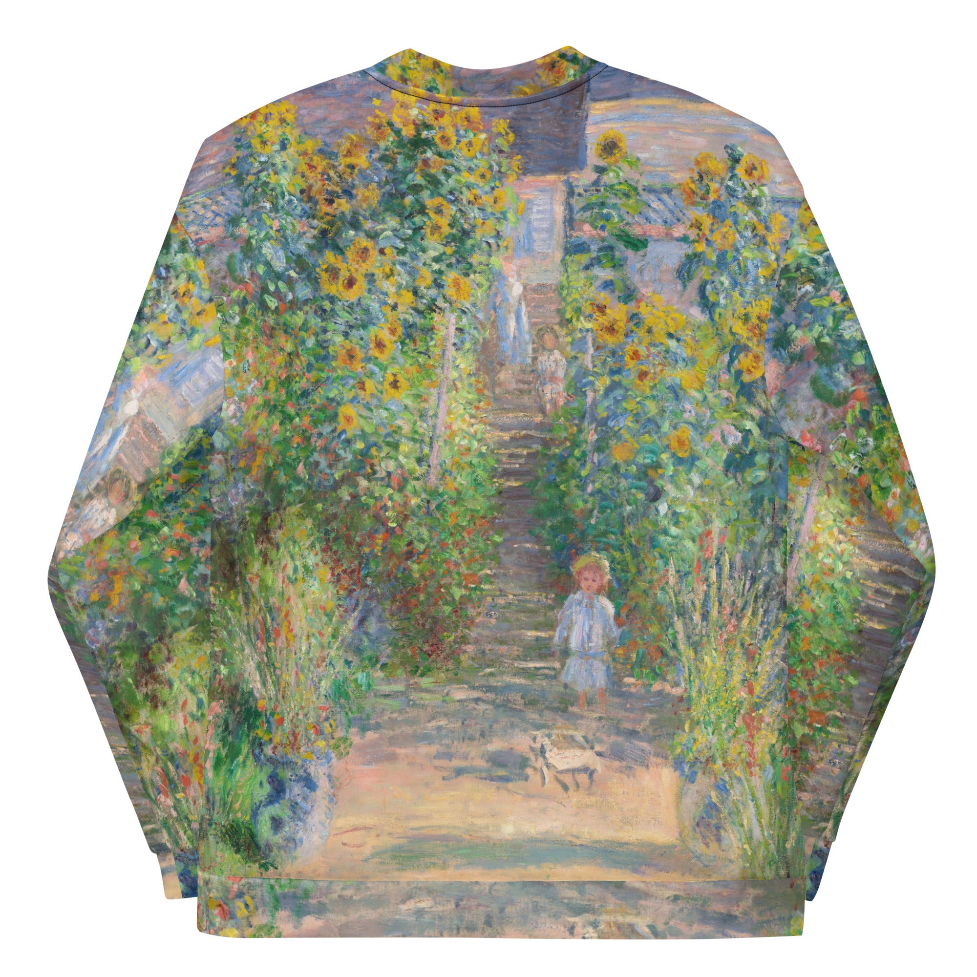 Claude Monet 'The Artist's Garden at Vétheuil' Famous Painting Bomberjack | Allover Print Unisex Art Bomber