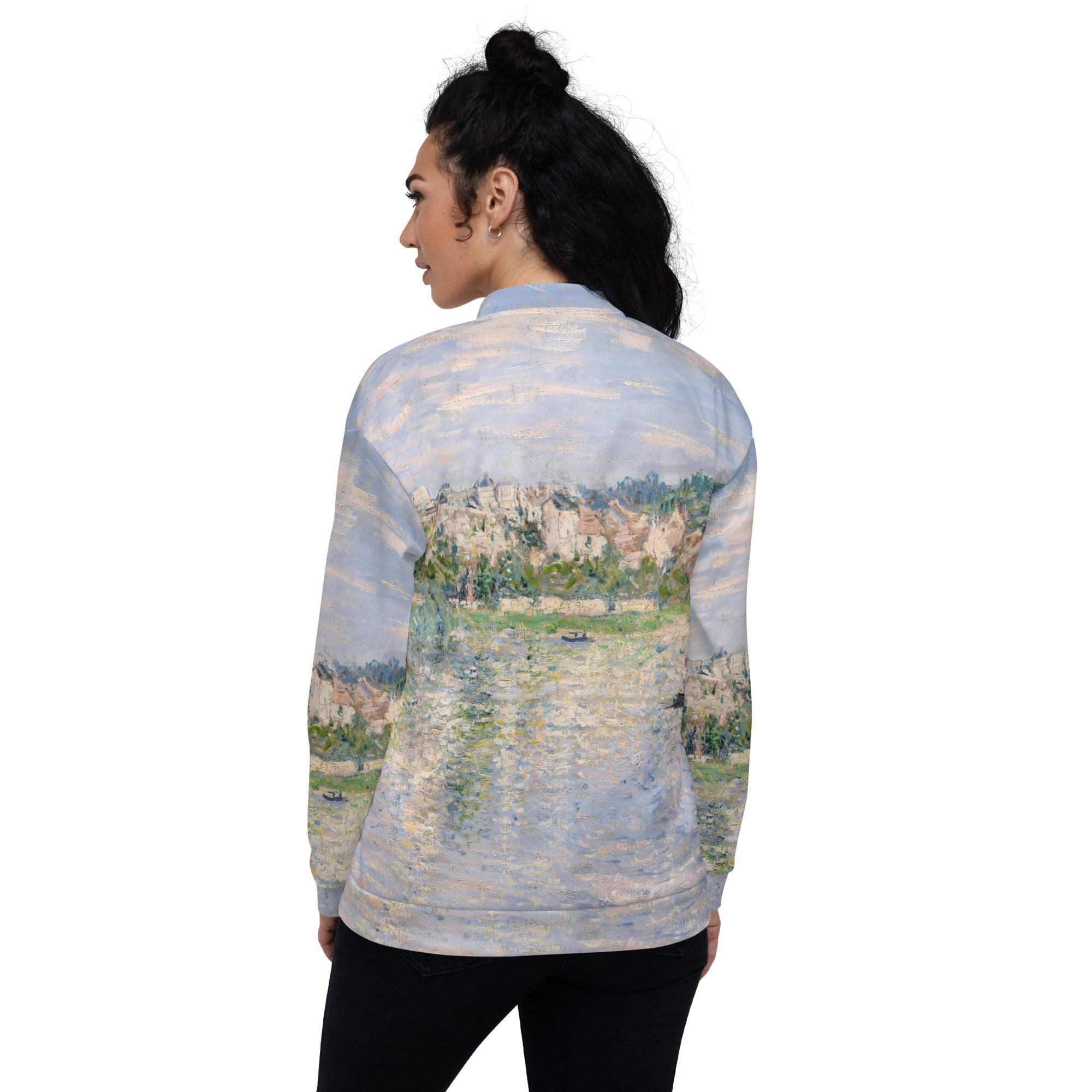 Claude Monet 'Vetheuil in Summer' Famous Painting Bomberjack | Allover Print Unisex Art Bomber Jacket
