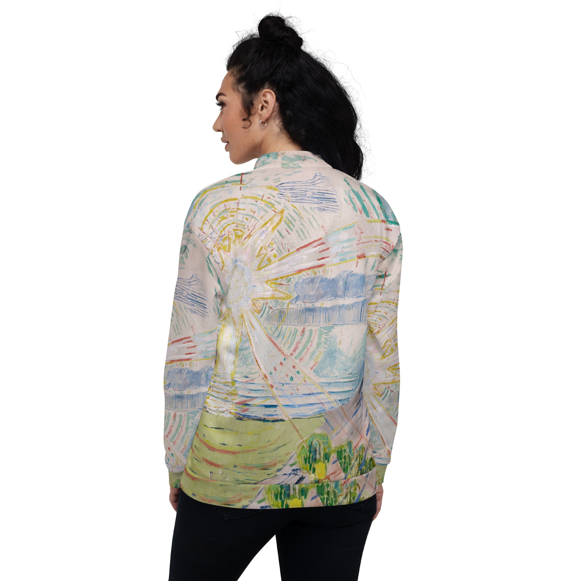 Bomberjacke mit berühmtem Gemälde „Die Sonne“ von Edvard Munch | Bomberjacke mit Allover-Print, Unisex