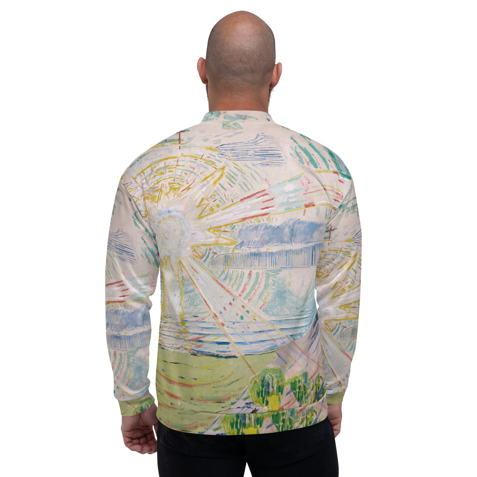 Bomberjacke mit berühmtem Gemälde „Die Sonne“ von Edvard Munch | Bomberjacke mit Allover-Print, Unisex