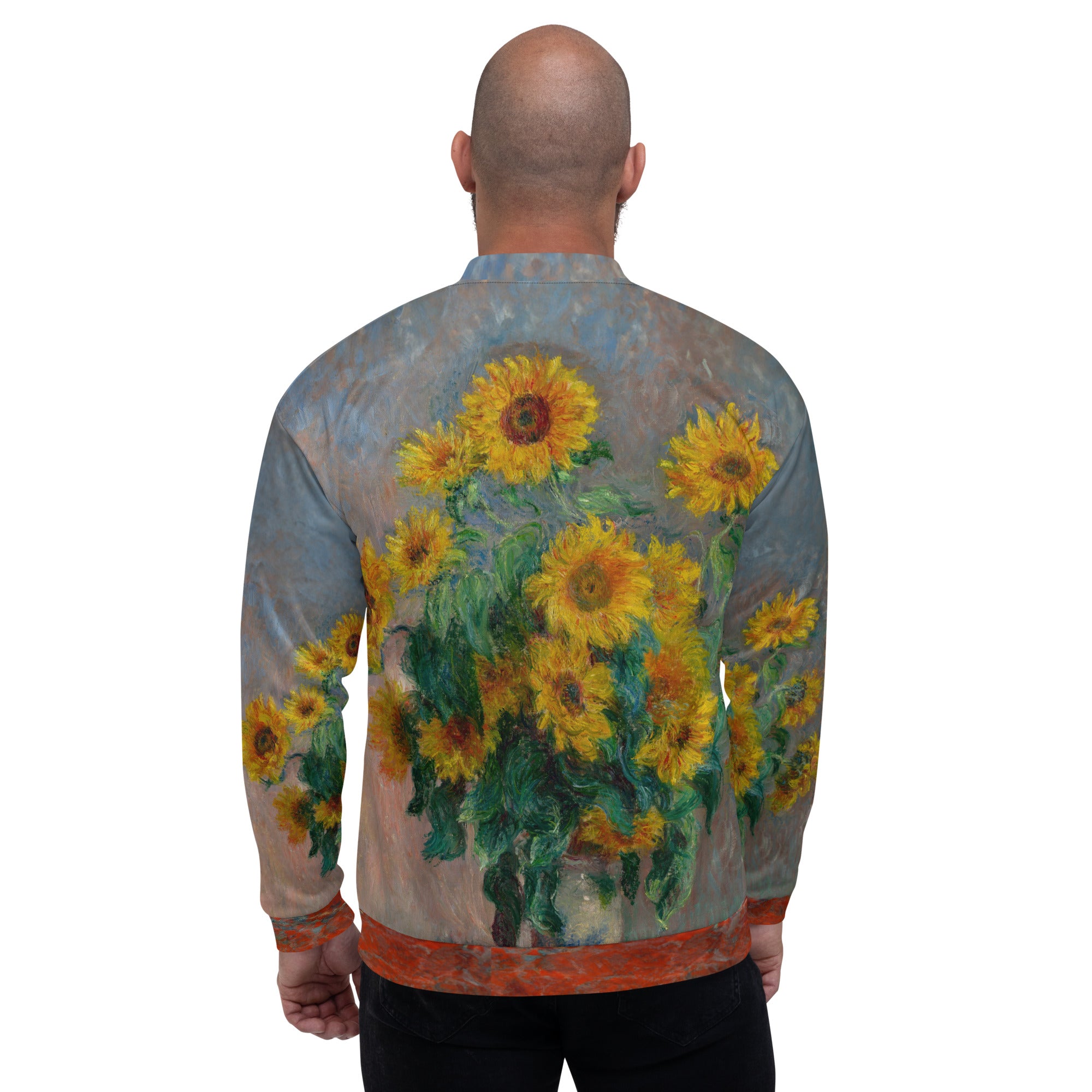 Claude Monet 'Bouquet of Sunflowers' Famous Painting Bomberjack | Allover Print Unisex Art Bomber Jacket