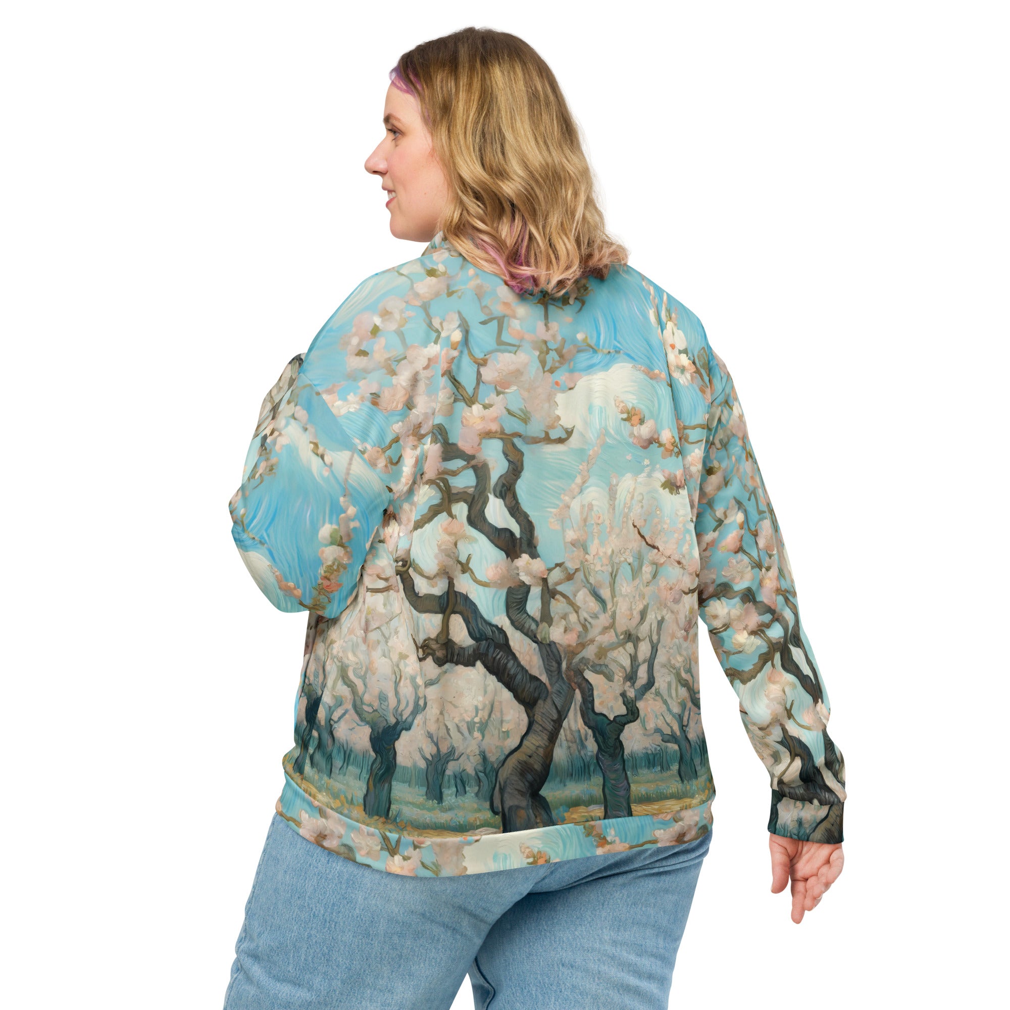 Bomberjacke mit berühmtem Gemälde „Blühender Obstgarten“ von Vincent van Gogh | Bomberjacke mit Allover-Print, Unisex