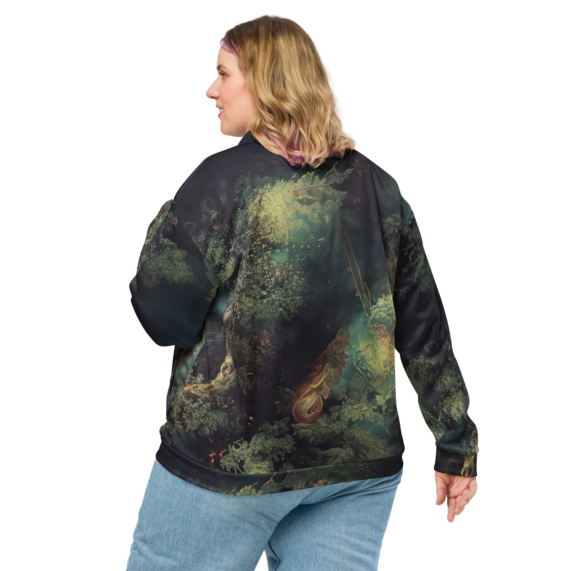 Jean-Honoré Fragonard 'The Swing' Famous Painting Bomberjack | Allover Print Unisex Art Bomber Jacket