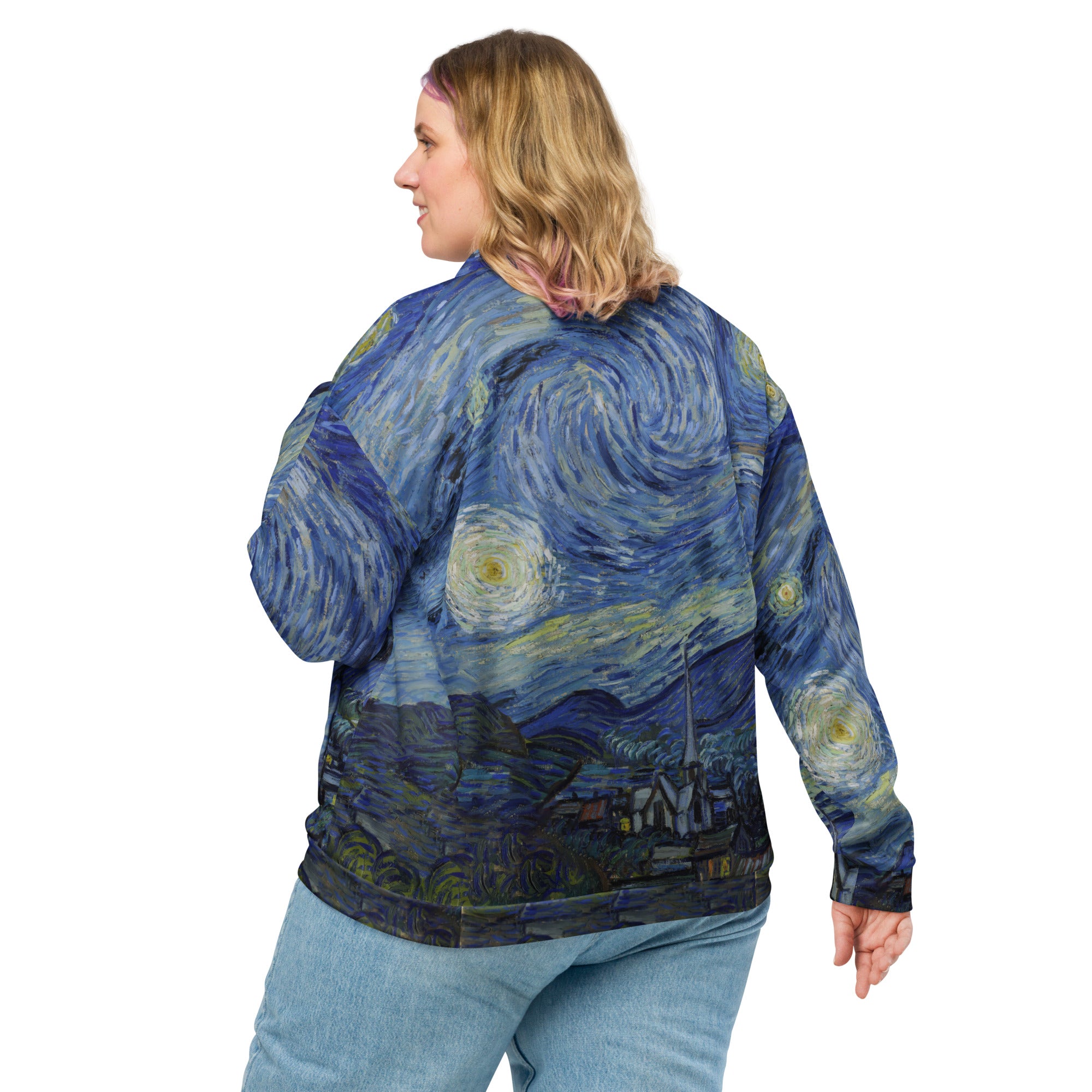 Bomberjacke mit berühmtem Gemälde „Sternennacht“ von Vincent van Gogh | Bomberjacke mit Allover-Print, Unisex