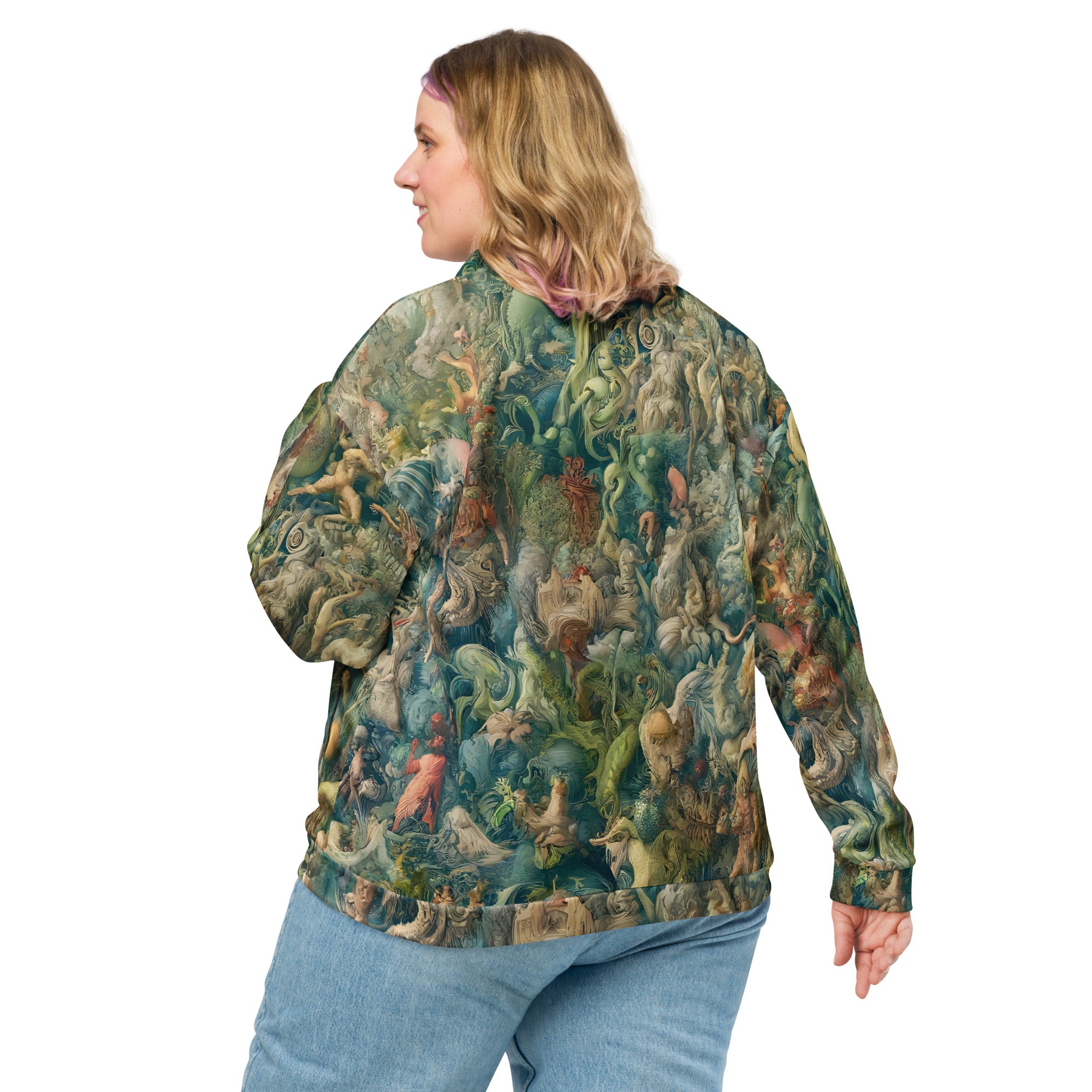 Bomberjacke mit berühmtem Gemälde „Der Garten der Lüste“ von Hieronymus Bosch | Bomberjacke mit Allover-Print, Unisex