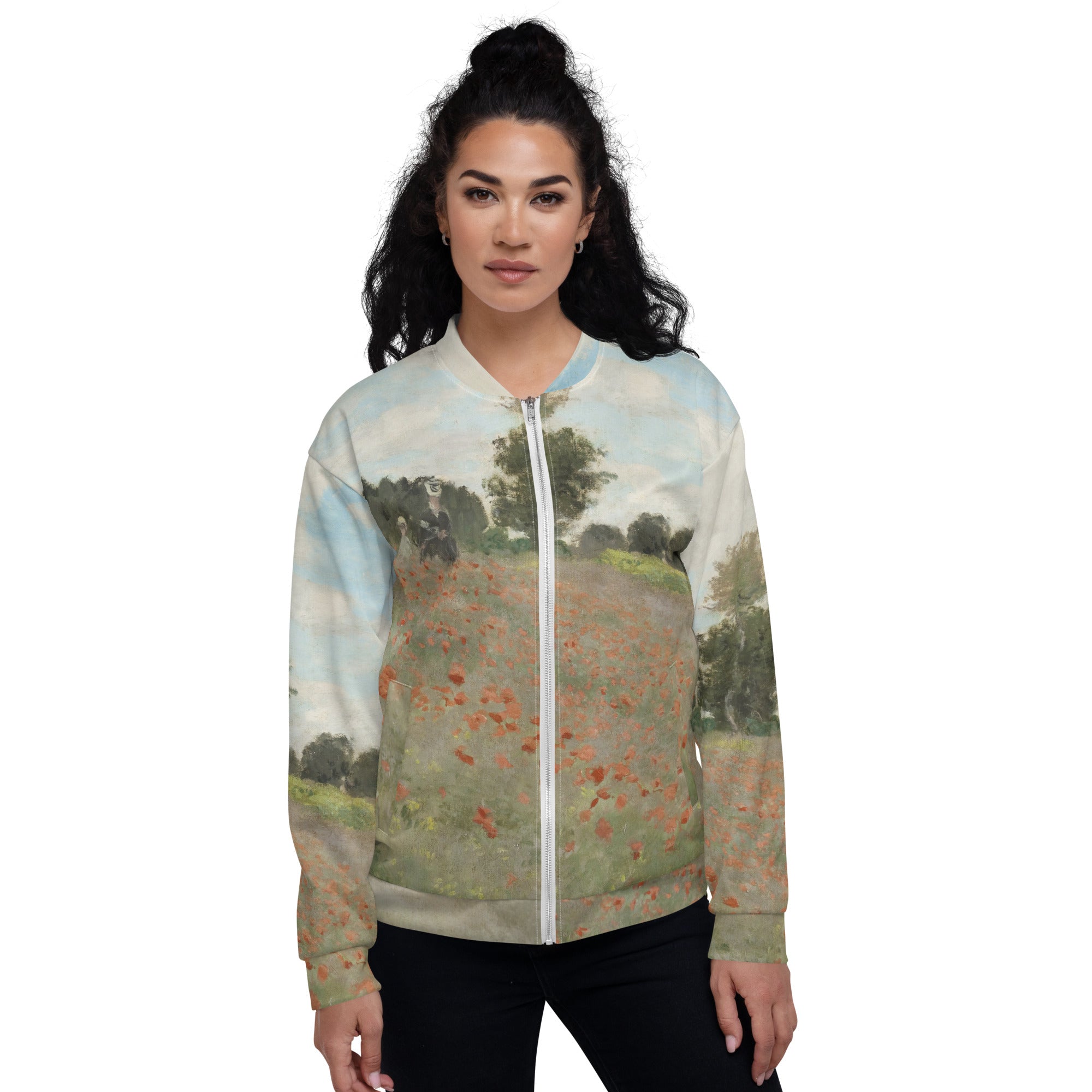 Bomberjacke mit berühmtem Gemälde „Mohnblumen“ von Claude Monet | Bomberjacke mit Allover-Print, Unisex