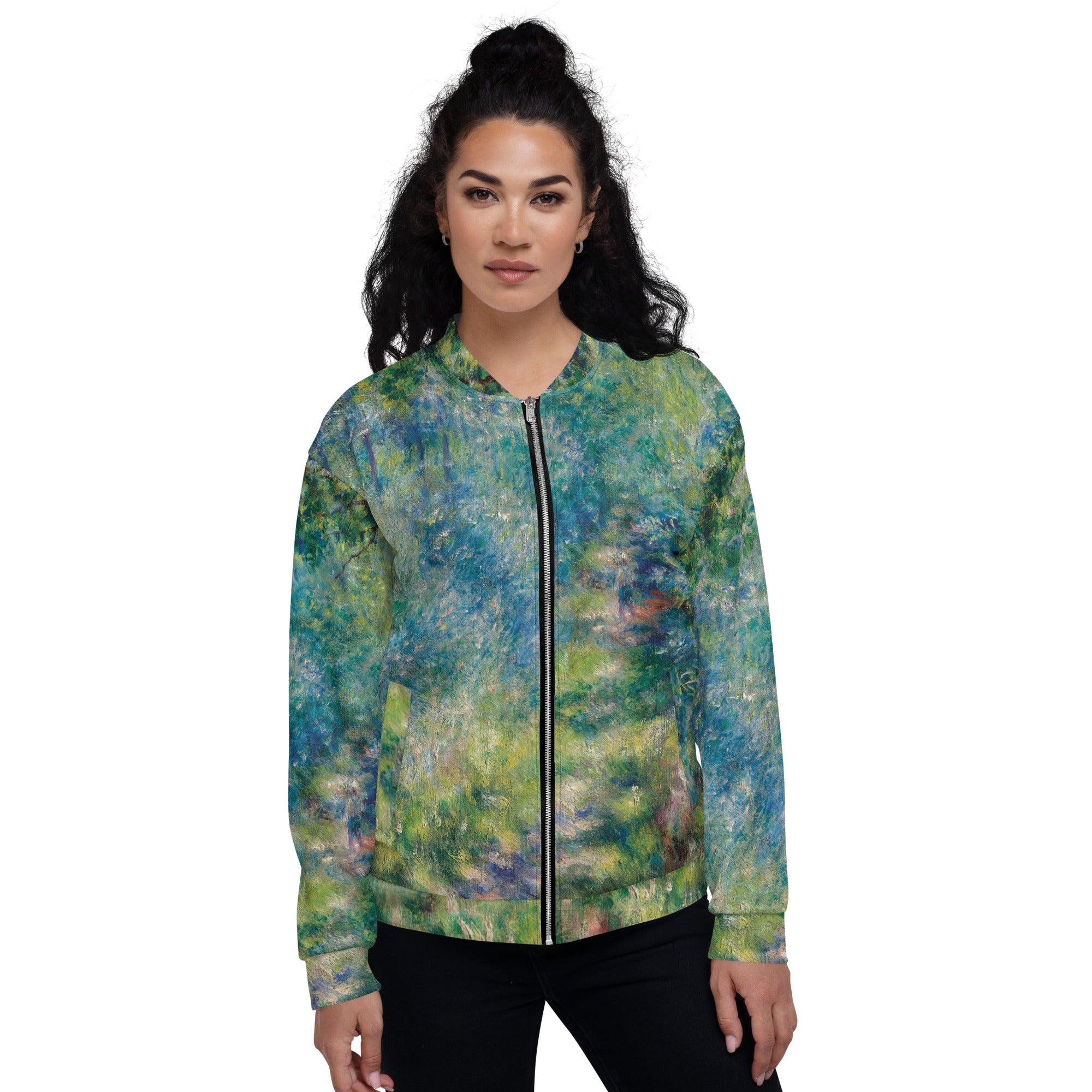 Bomberjacke mit berühmtem Gemälde „Weg im Wald“ von Pierre-Auguste Renoir | Bomberjacke mit Allover-Print, Unisex