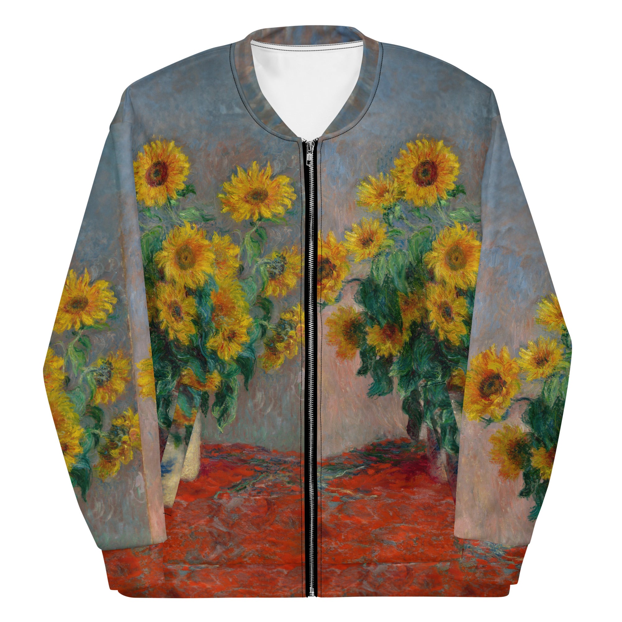 Bomberjacke mit berühmtem Gemälde „Sonnenblumenstrauß“ von Claude Monet | Bomberjacke mit Allover-Print, Unisex