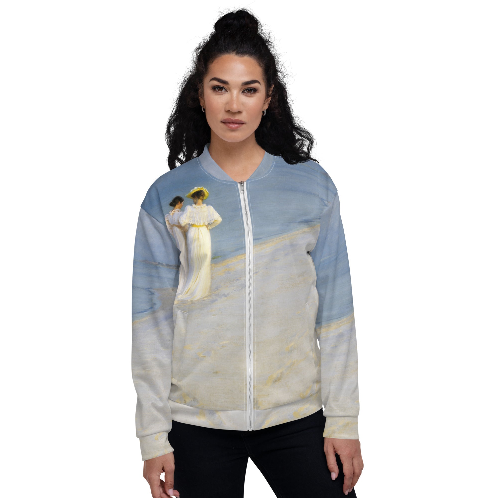 Bomberjacke mit berühmtem Gemälde „Sommerabend am Südstrand von Skagen“ von PS Krøyer | Bomberjacke mit Allover-Print, Unisex