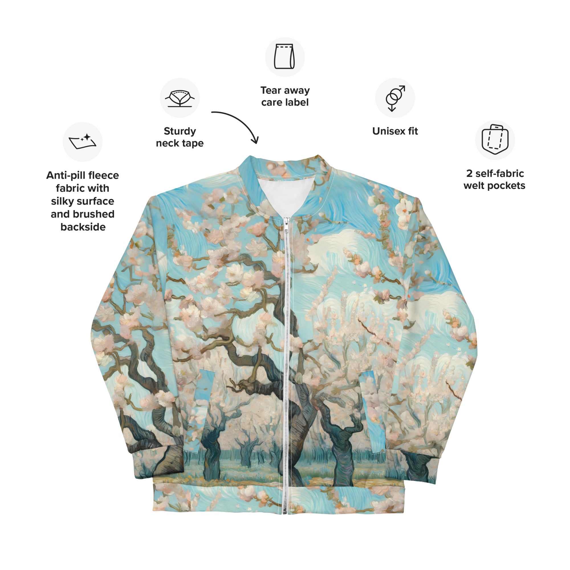 Vincent van Gogh 'Orchard in Blossom' Famous Painting Bomberjack | Allover Print Unisex Art Bomber Jacket