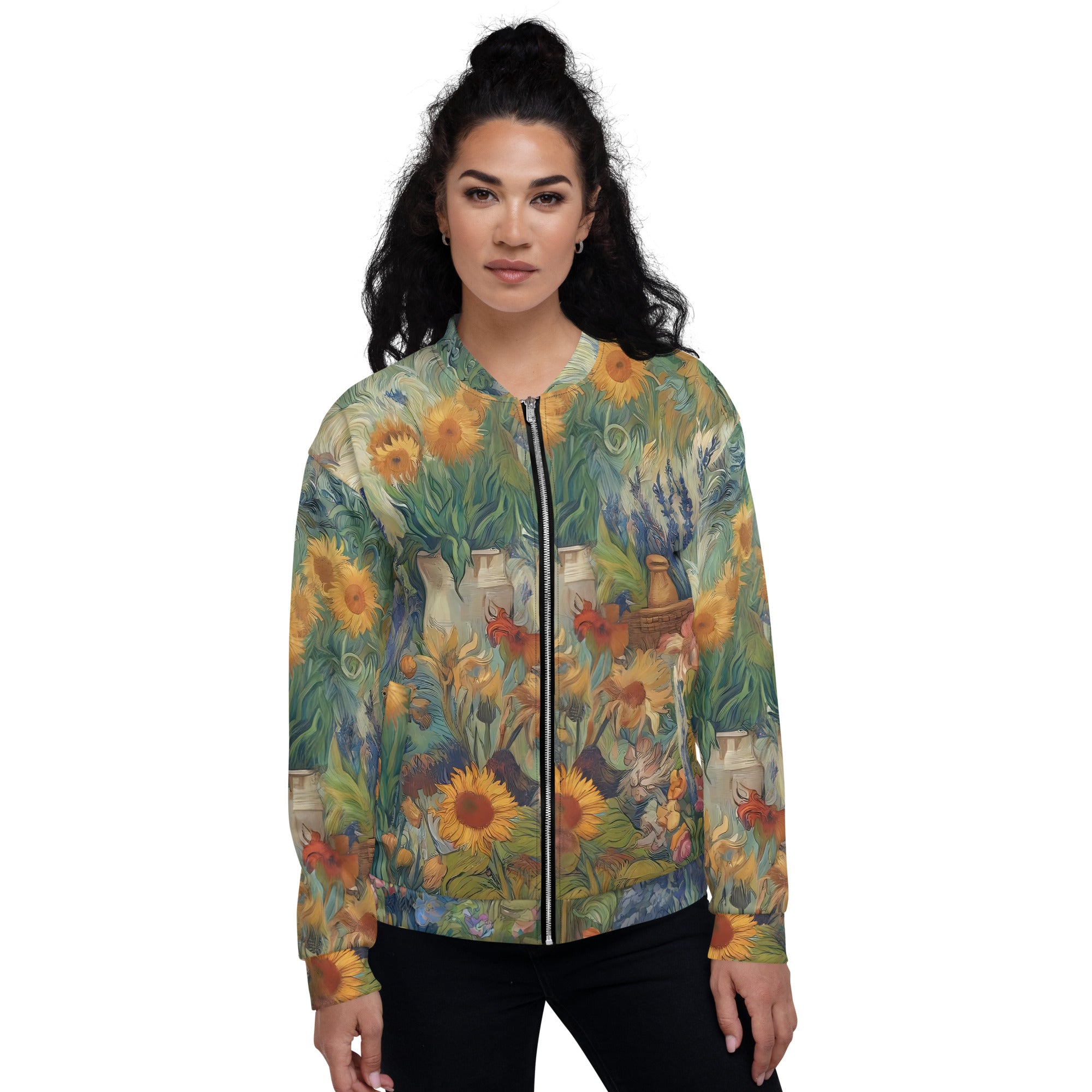 Bomberjacke mit berühmtem Gemälde „Garten in Arles“ von Vincent van Gogh | Bomberjacke mit Allover-Print, Unisex