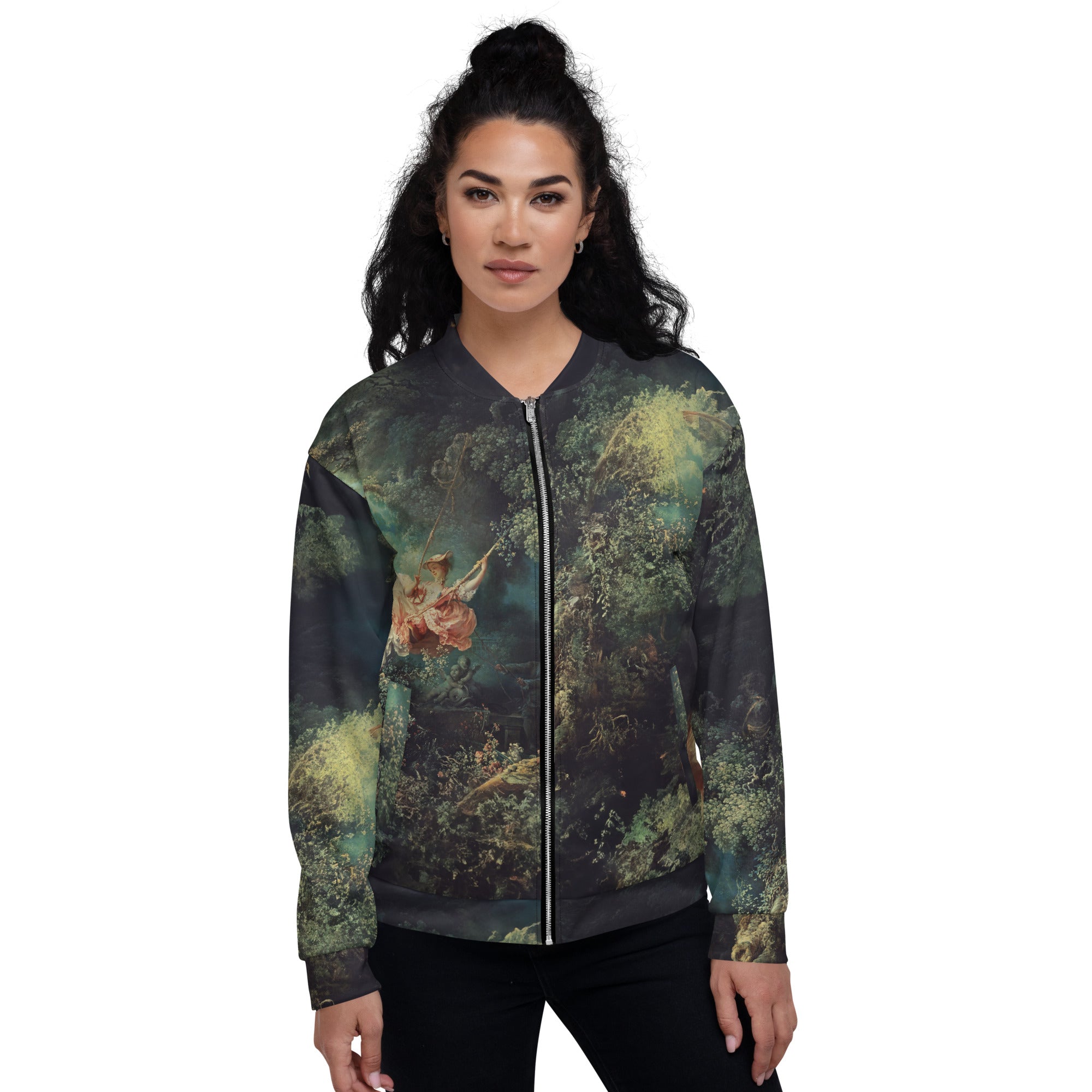 Jean-Honoré Fragonard 'The Swing' Famous Painting Bomberjack | Allover Print Unisex Art Bomber Jacket