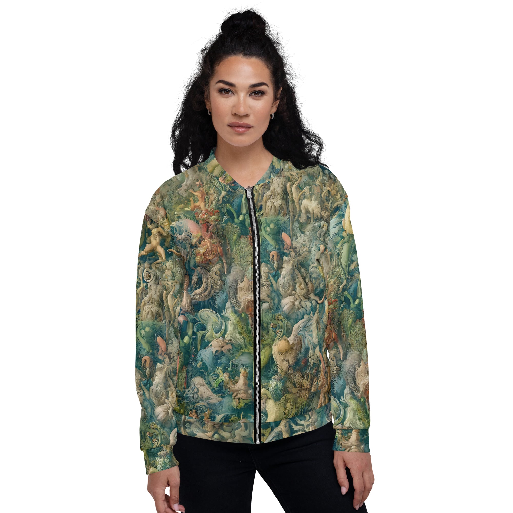 Bomberjacke mit berühmtem Gemälde „Der Garten der Lüste“ von Hieronymus Bosch | Bomberjacke mit Allover-Print, Unisex