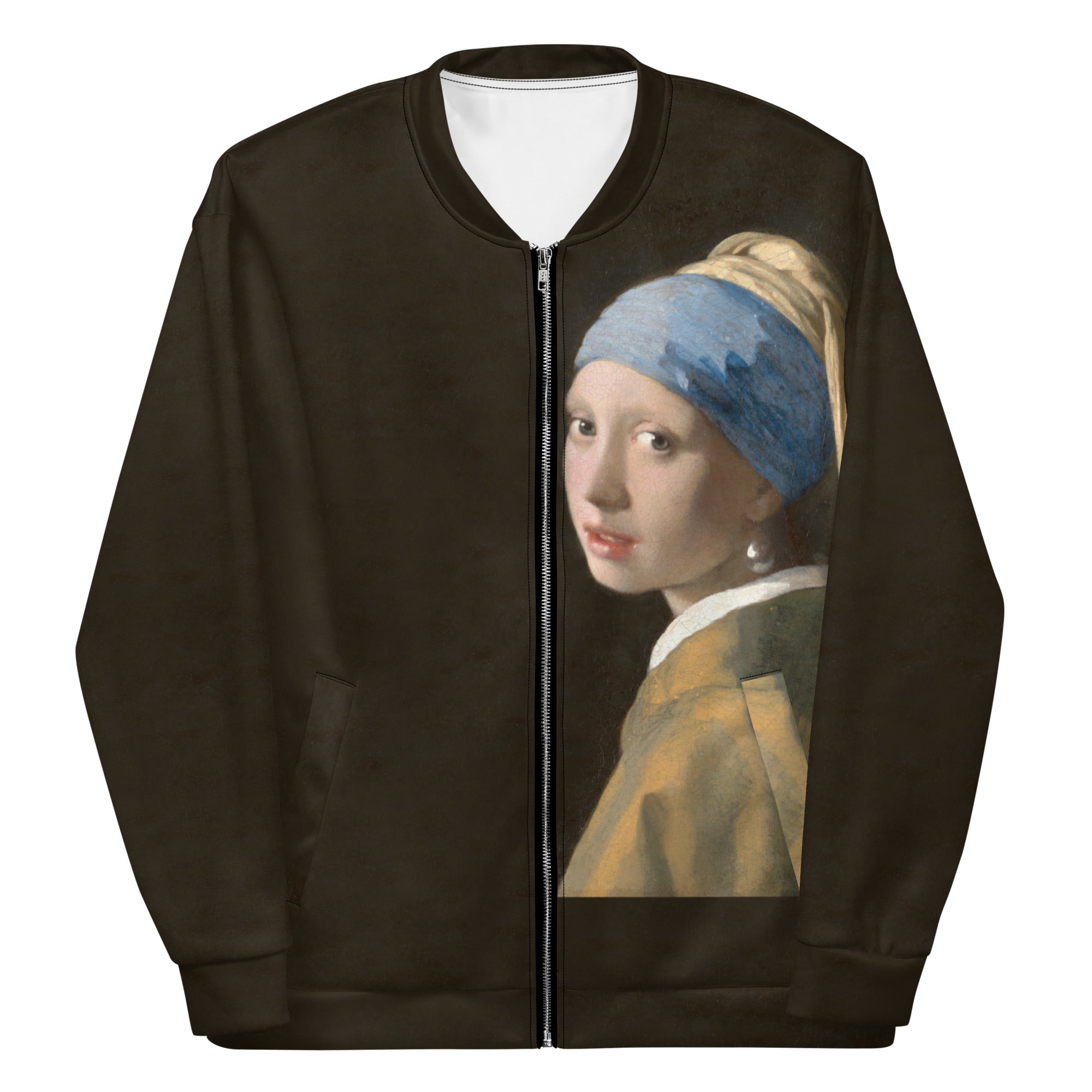 Bomberjacke mit berühmtem Gemälde „Mädchen mit Perlenohrring“ von Johannes Vermeer | Bomberjacke mit Allover-Print, Unisex