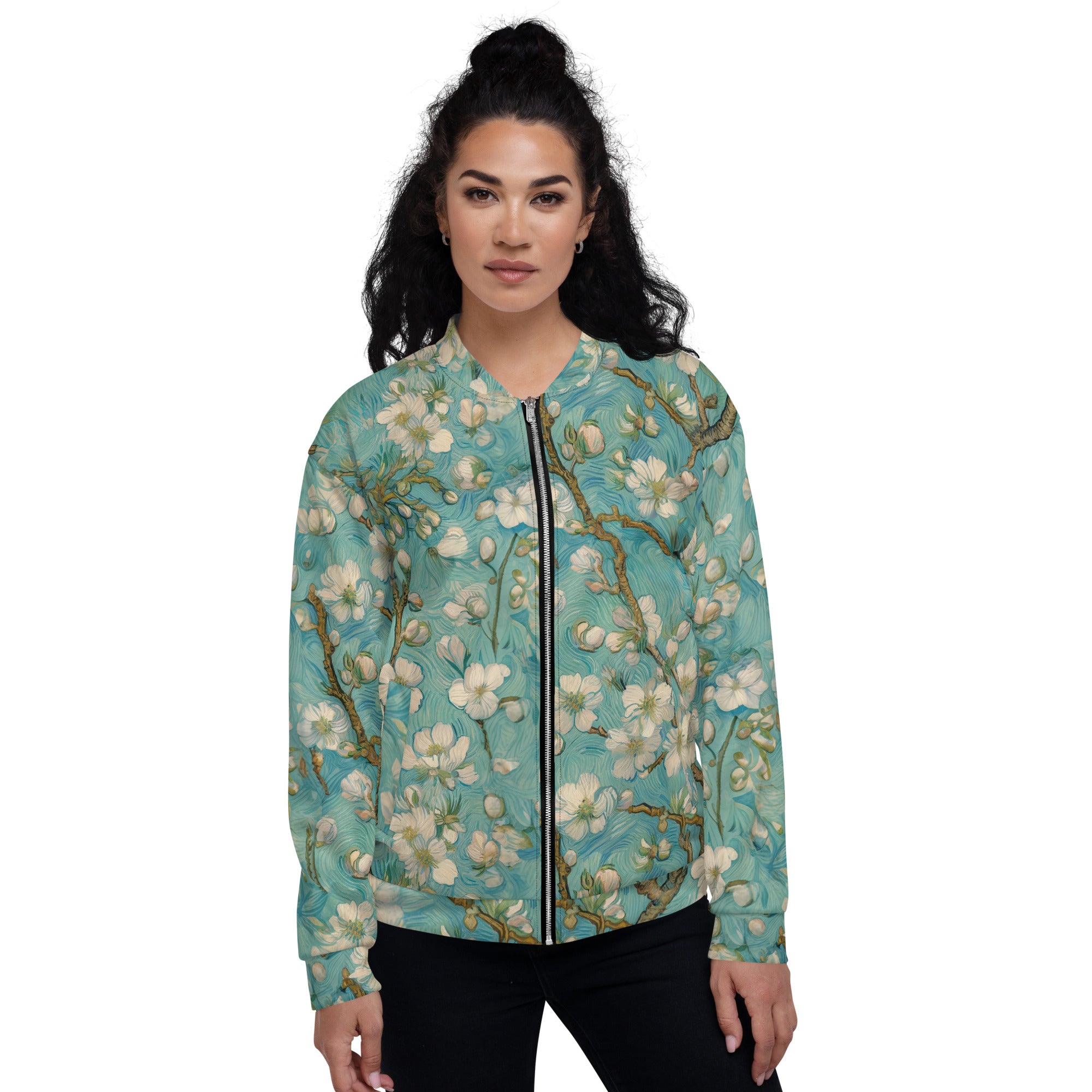 Bomberjacke mit berühmtem Gemälde „Mandelblüte“ von Vincent van Gogh | Bomberjacke mit Allover-Print, Unisex