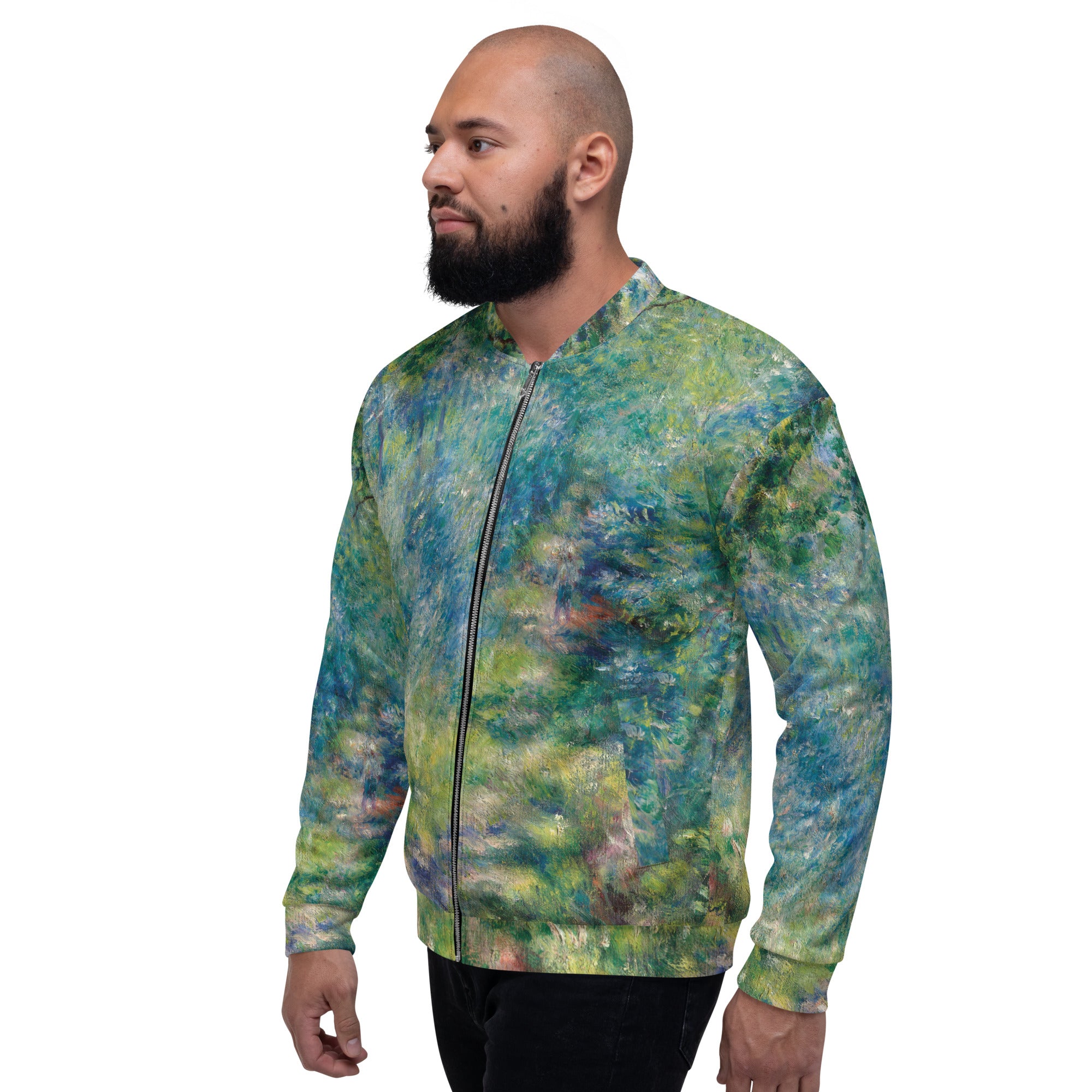 Bomberjacke mit berühmtem Gemälde „Weg im Wald“ von Pierre-Auguste Renoir | Bomberjacke mit Allover-Print, Unisex