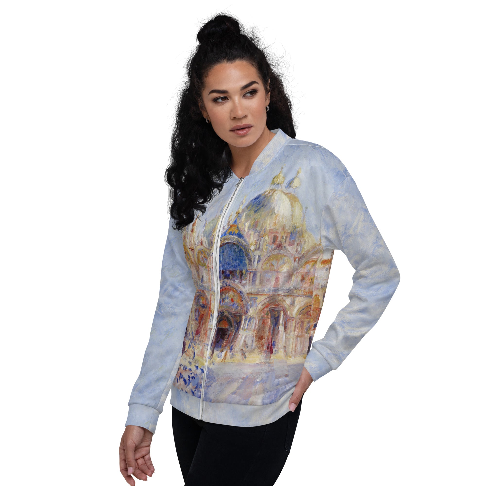 Bomberjacke mit berühmtem Gemälde „Der Markusplatz, Venedig“ von Pierre-Auguste Renoir | Bomberjacke mit Allover-Print, Unisex