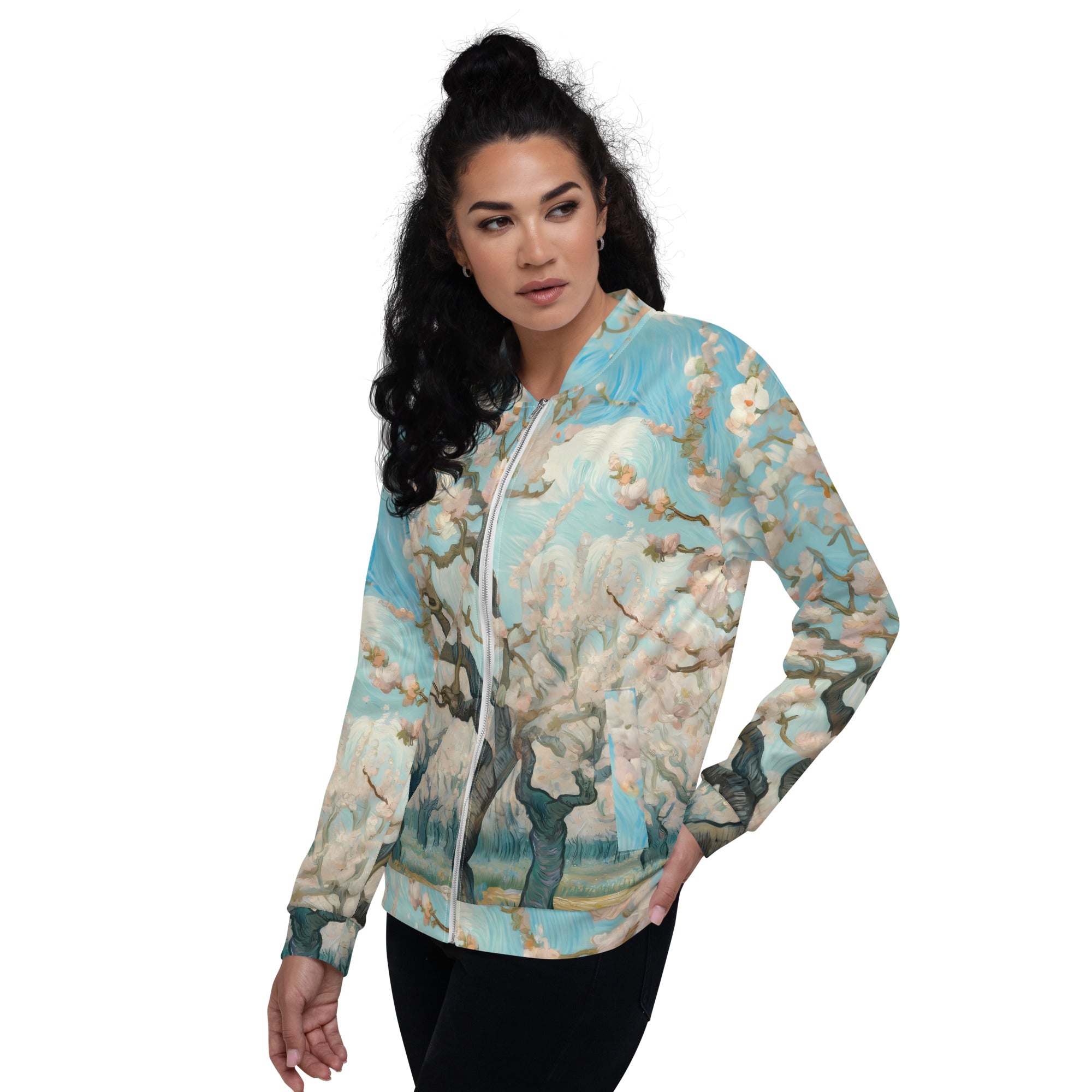 Bomberjacke mit berühmtem Gemälde „Blühender Obstgarten“ von Vincent van Gogh | Bomberjacke mit Allover-Print, Unisex