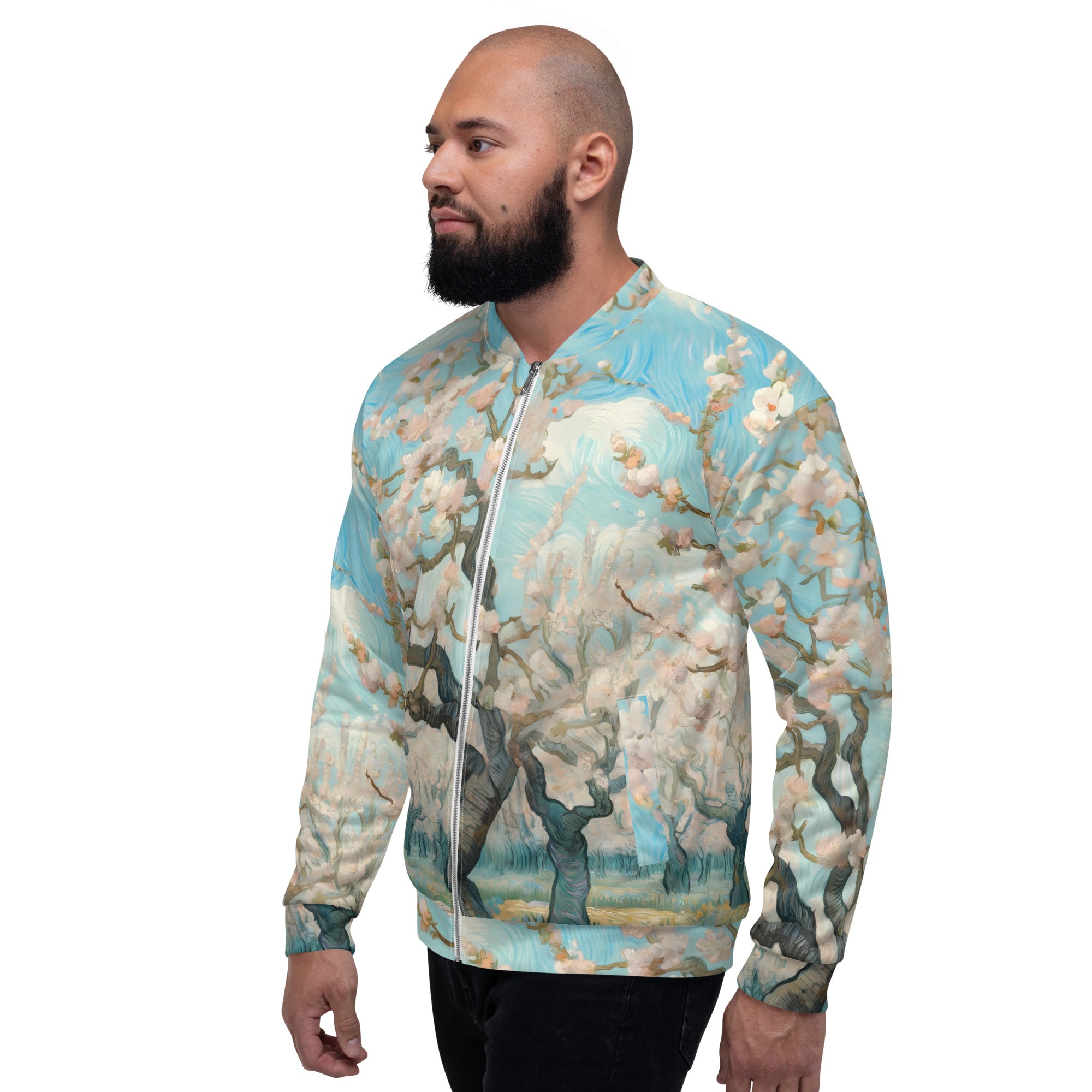 Bomberjacke mit berühmtem Gemälde „Blühender Obstgarten“ von Vincent van Gogh | Bomberjacke mit Allover-Print, Unisex