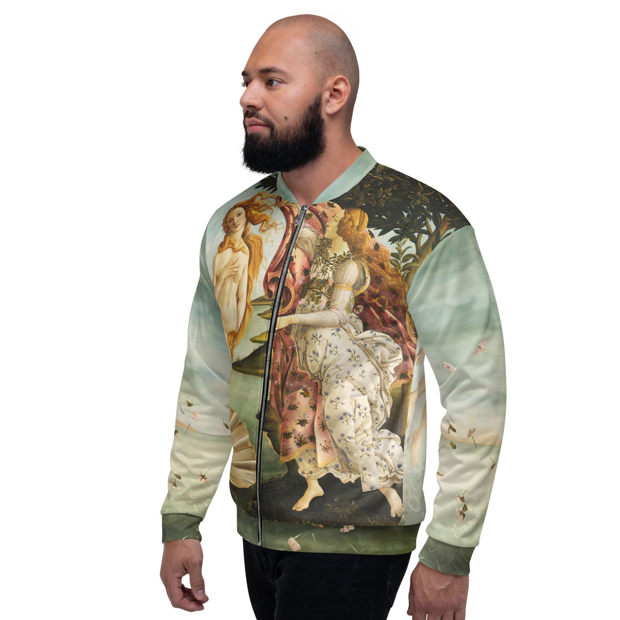 Bomberjacke mit berühmtem Gemälde „Primavera“ von Sandro Botticelli | Bomberjacke mit Allover-Print, Unisex